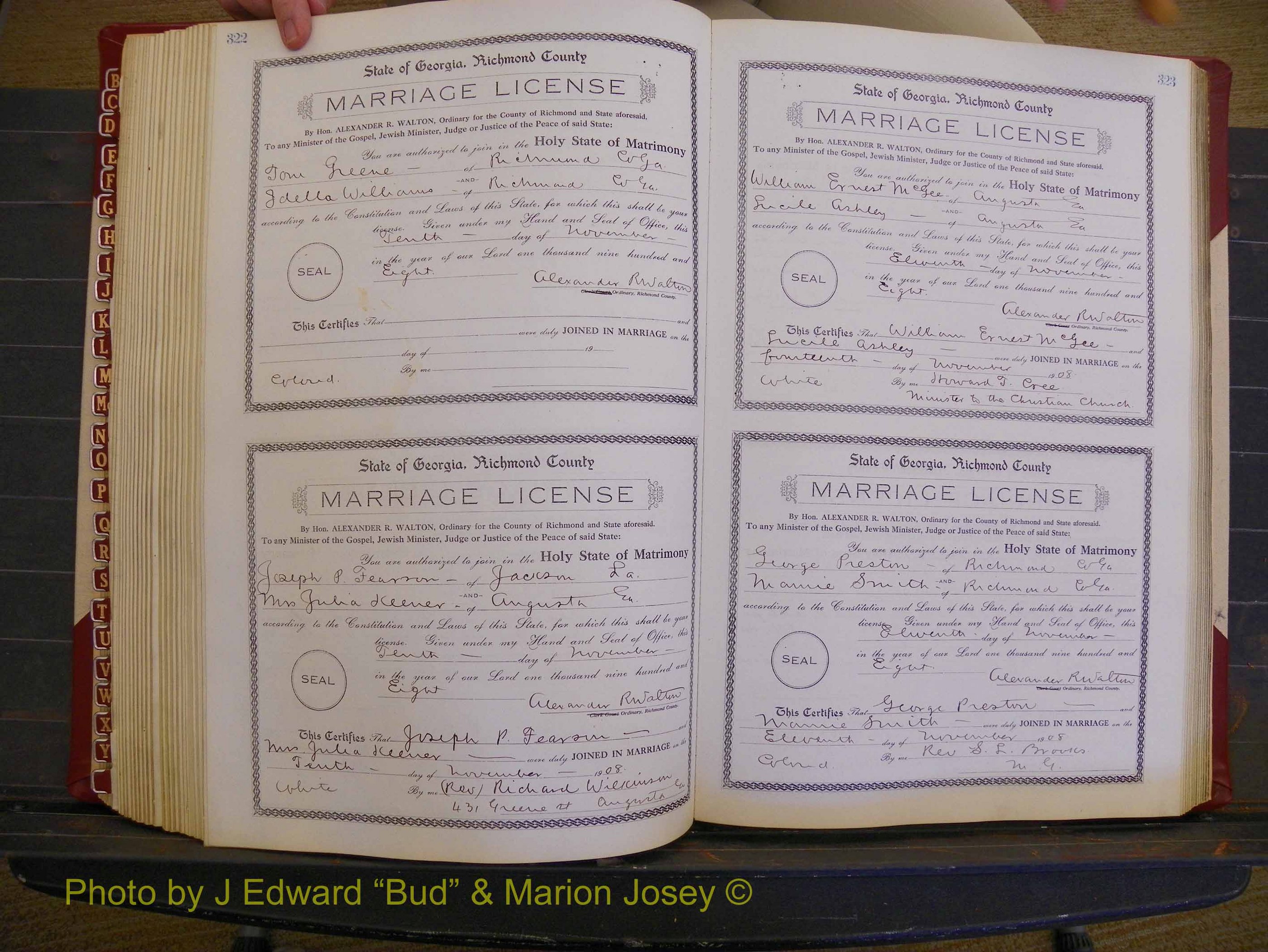 Richmond Marriages, Book EE, 1907-1909 P 322-323.JPG