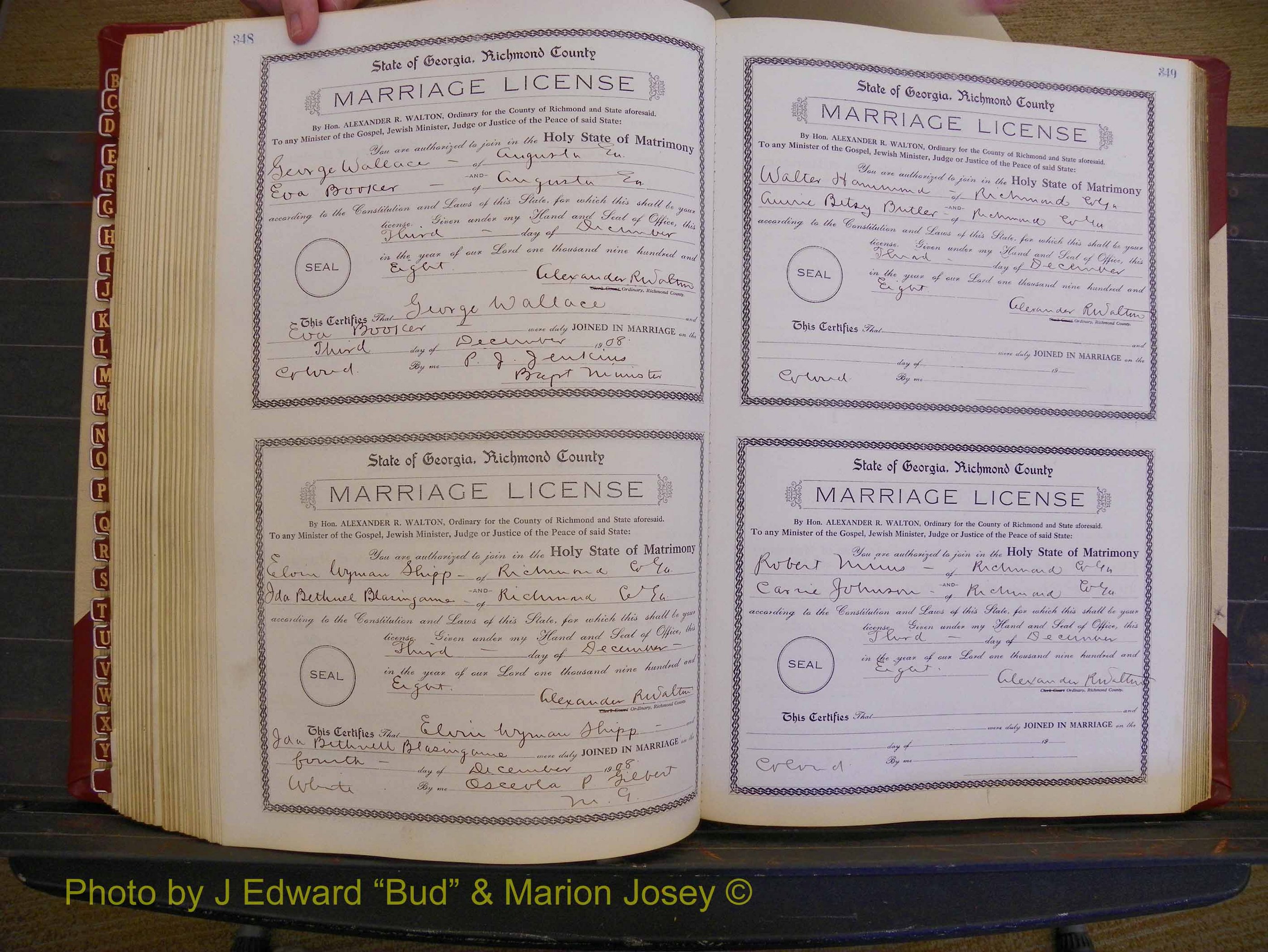 Richmond Marriages, Book EE, 1907-1909 P 348-349.JPG