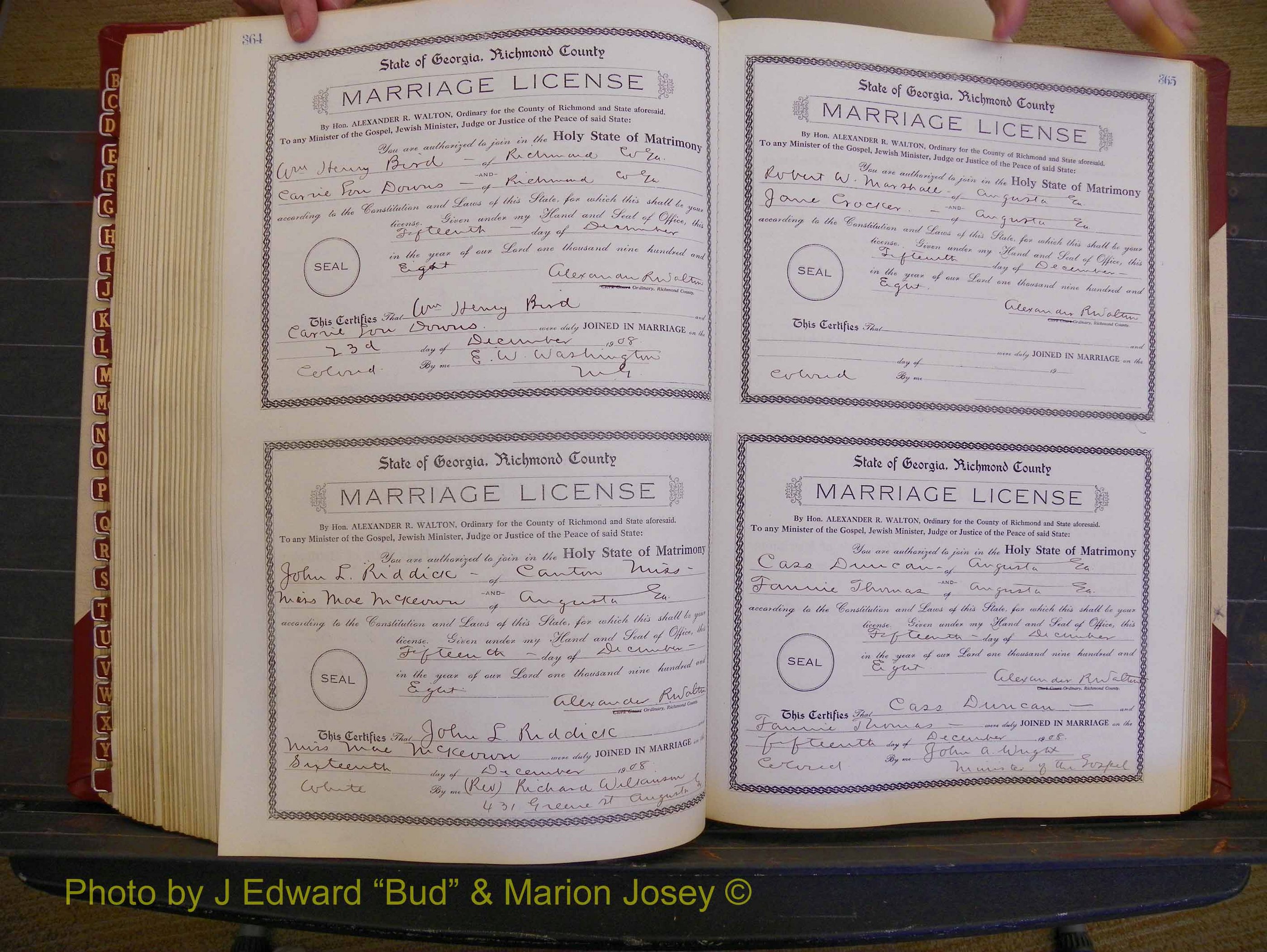 Richmond Marriages, Book EE, 1907-1909 P 364-365.JPG