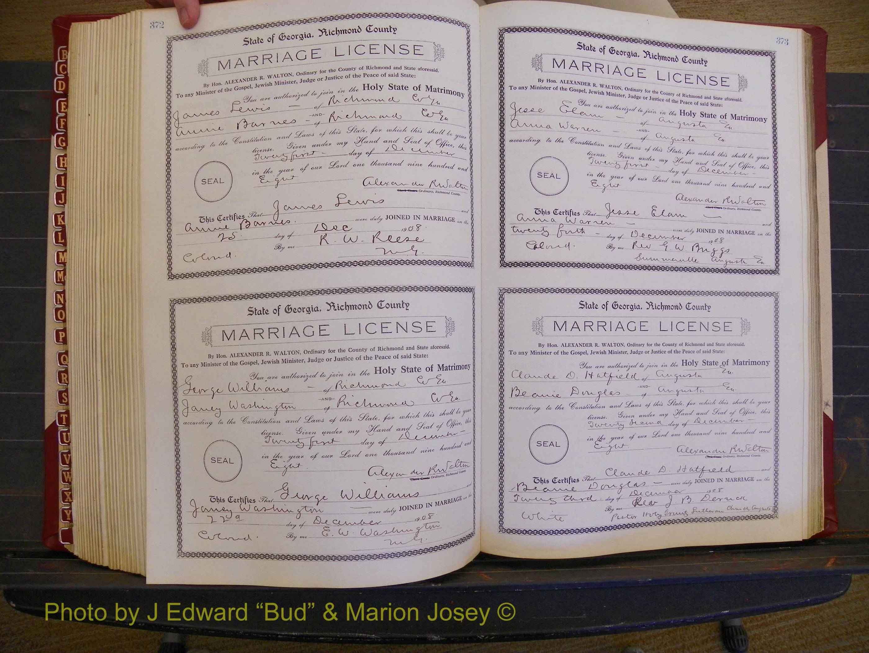 Richmond Marriages, Book EE, 1907-1909 P 372-373.JPG