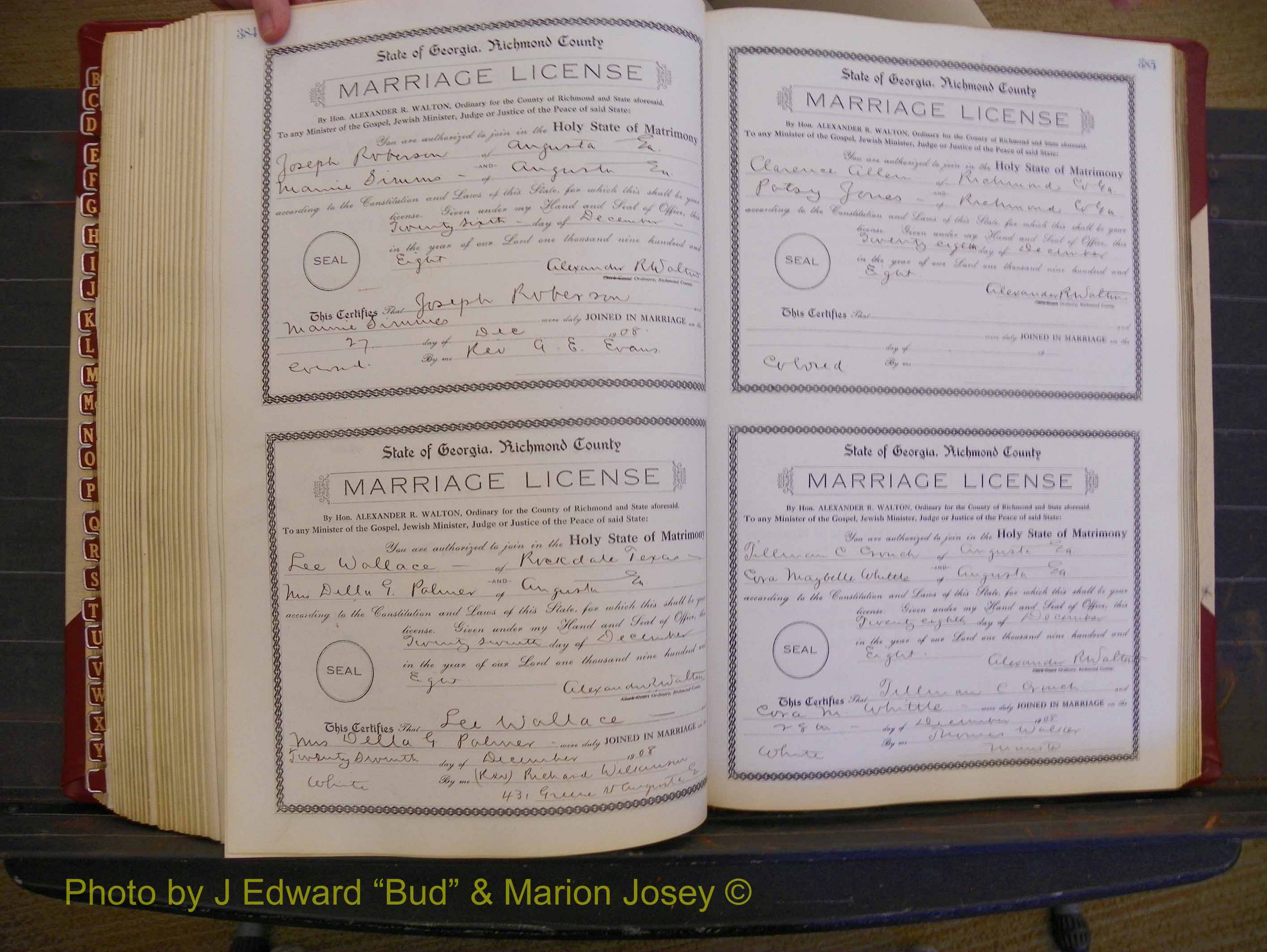 Richmond Marriages, Book EE, 1907-1909 P 384-385.JPG