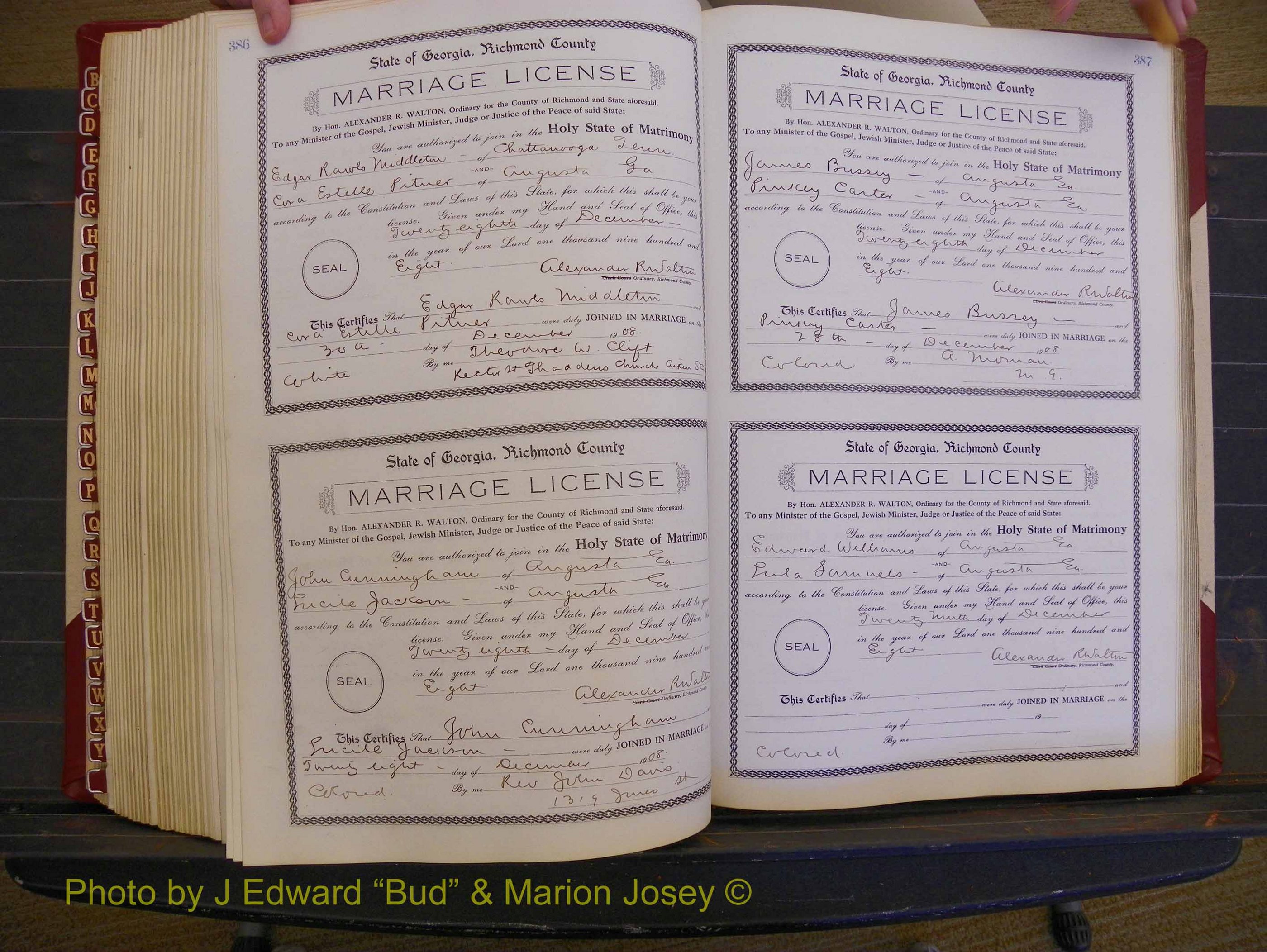 Richmond Marriages, Book EE, 1907-1909 P 386-387.JPG