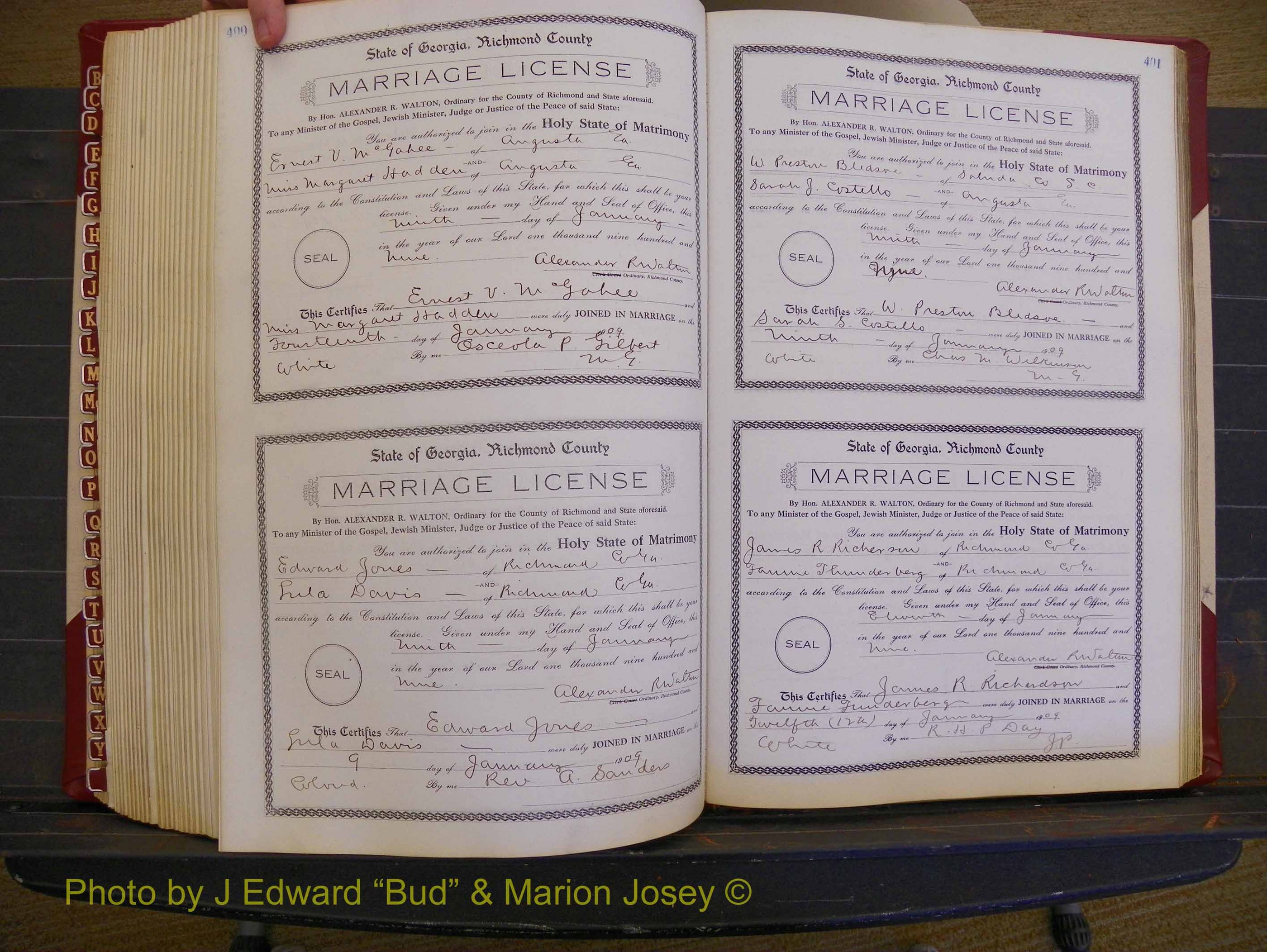 Richmond Marriages, Book EE, 1907-1909 P 400-401.JPG