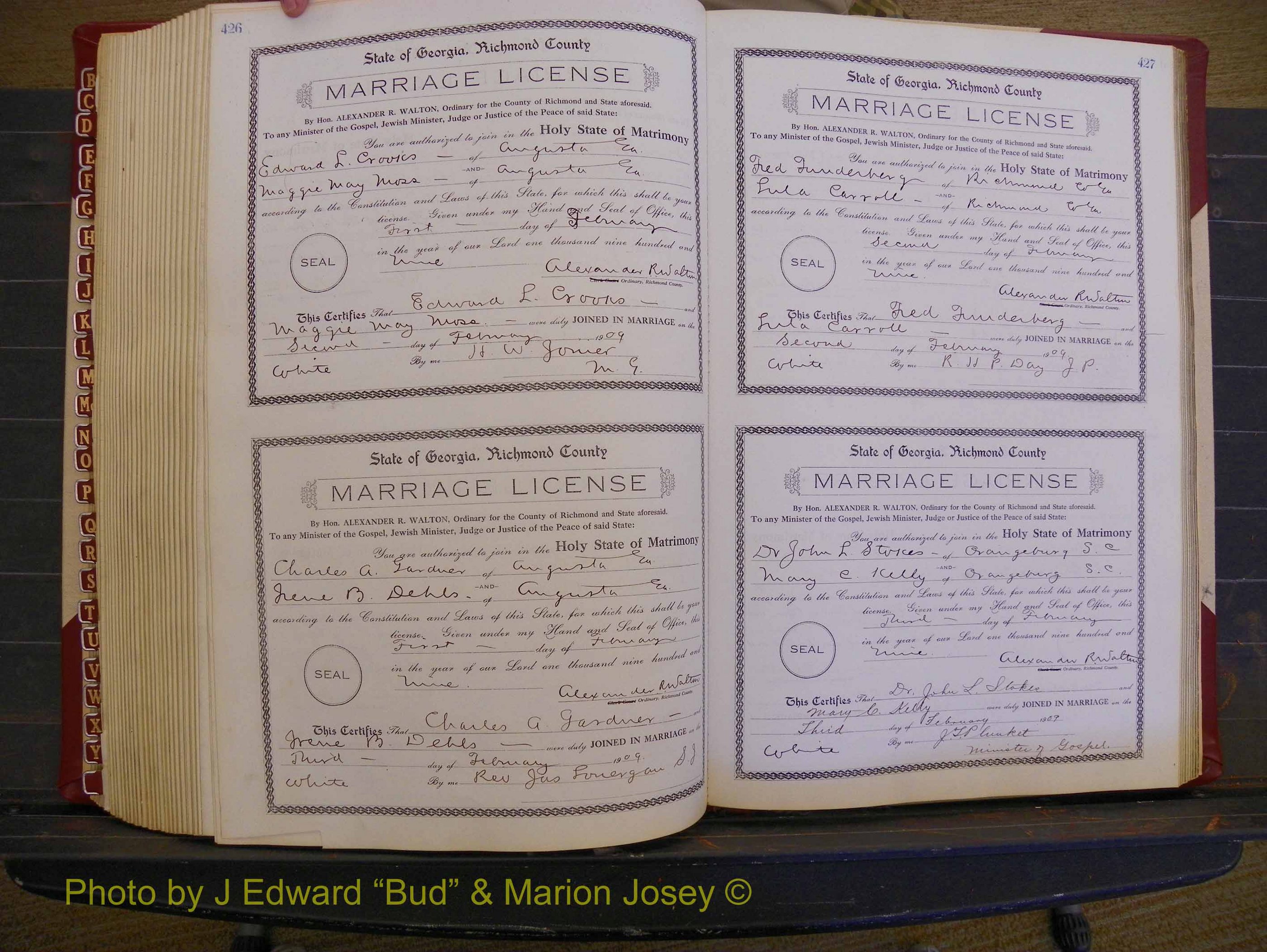 Richmond Marriages, Book EE, 1907-1909 P 426-427.JPG
