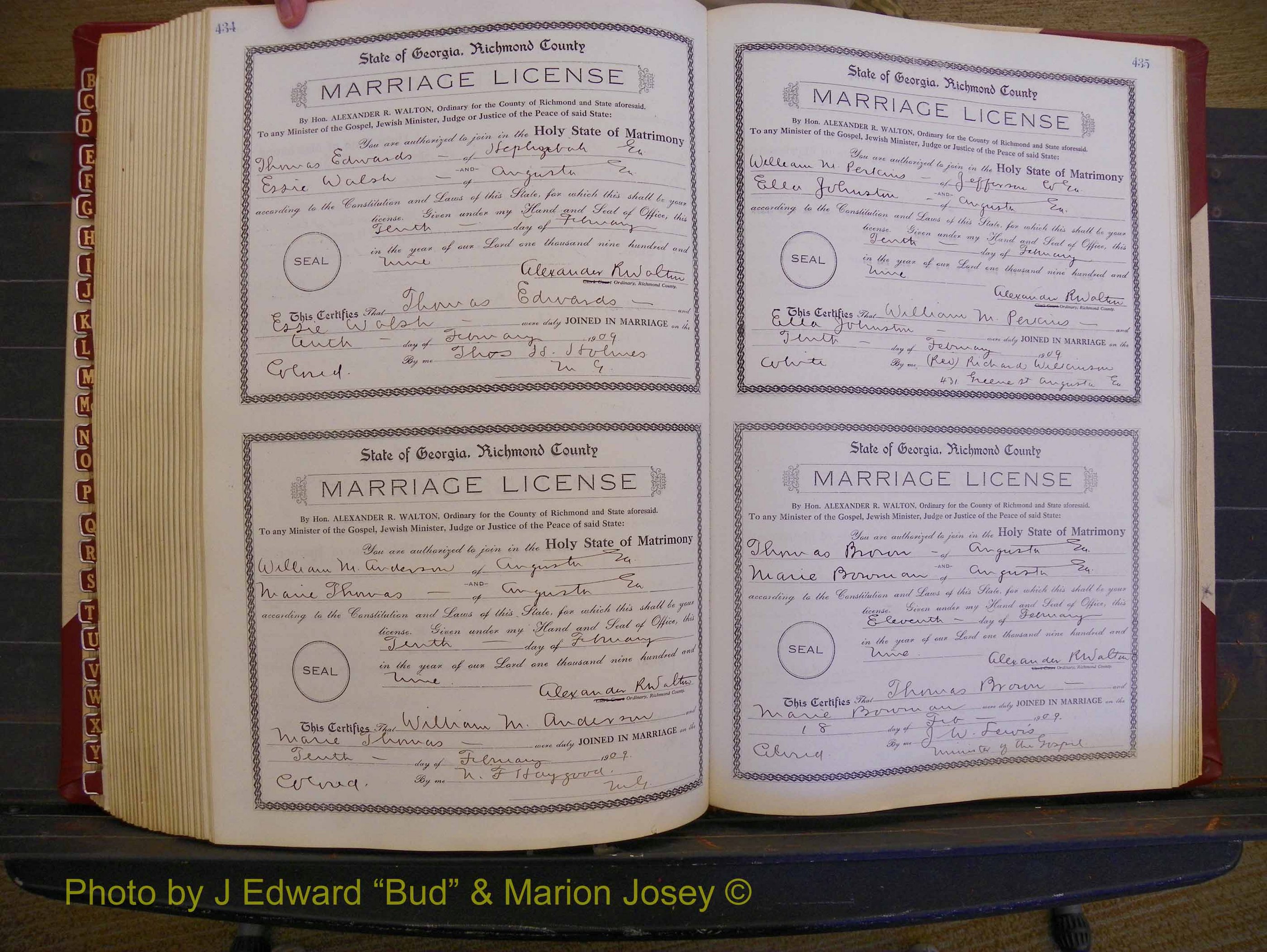 Richmond Marriages, Book EE, 1907-1909 P 434-435.JPG