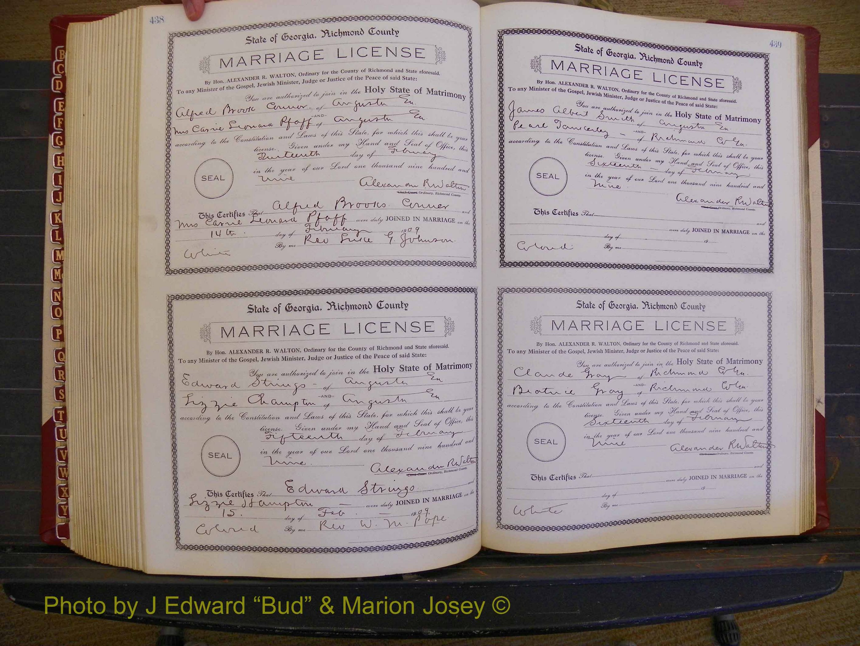 Richmond Marriages, Book EE, 1907-1909 P 438-439.JPG