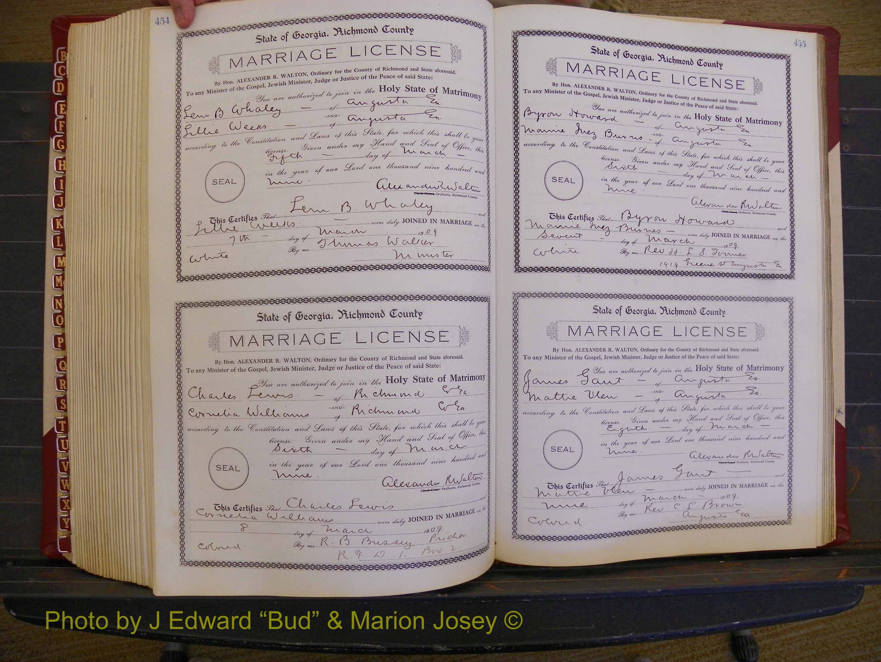 Richmond Marriages, Book EE, 1907-1909 P 454-455.JPG