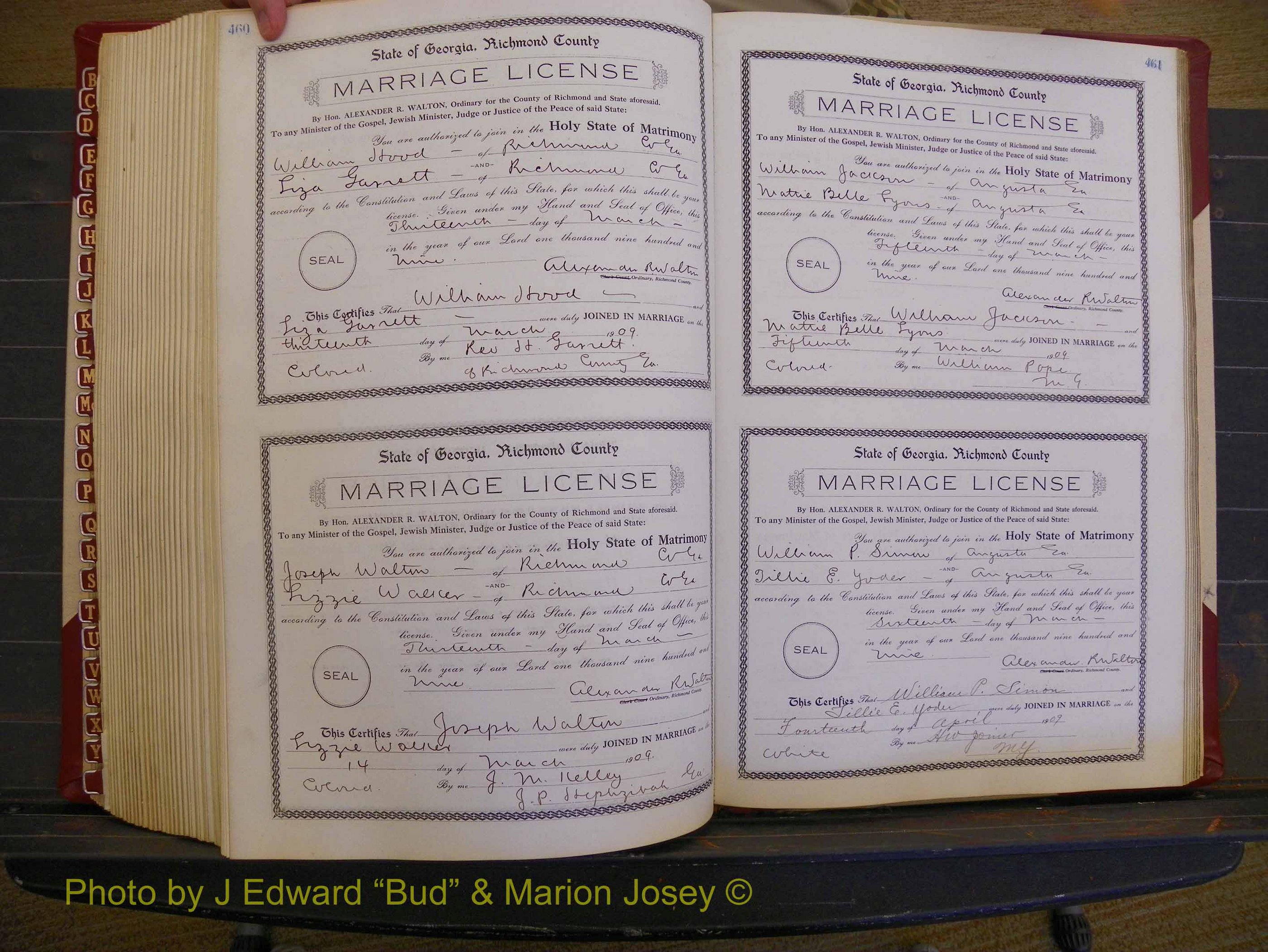 Richmond Marriages, Book EE, 1907-1909 P 460-461.JPG