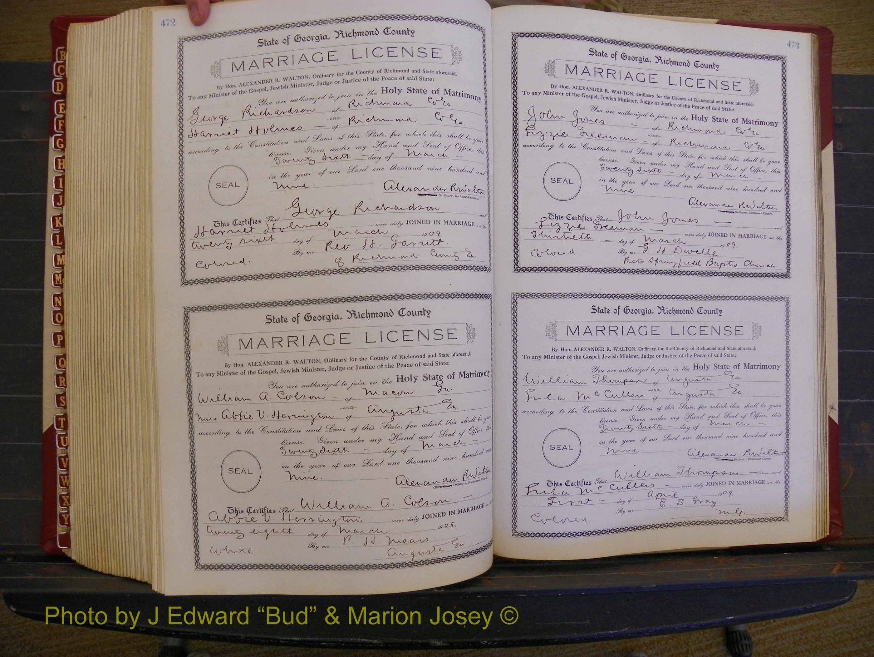 Richmond Marriages, Book EE, 1907-1909 P 472-473.JPG