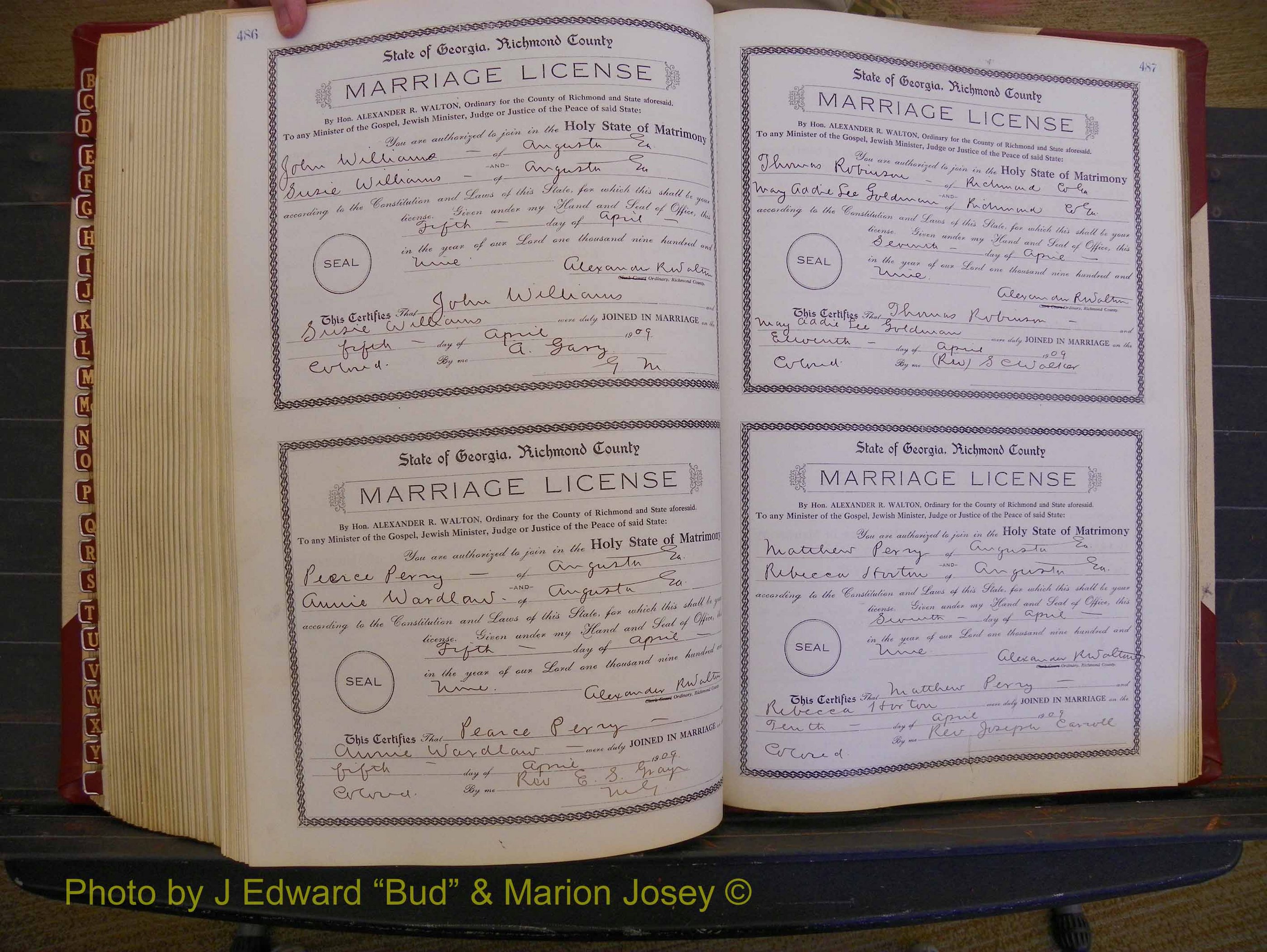 Richmond Marriages, Book EE, 1907-1909 P 486-487.JPG