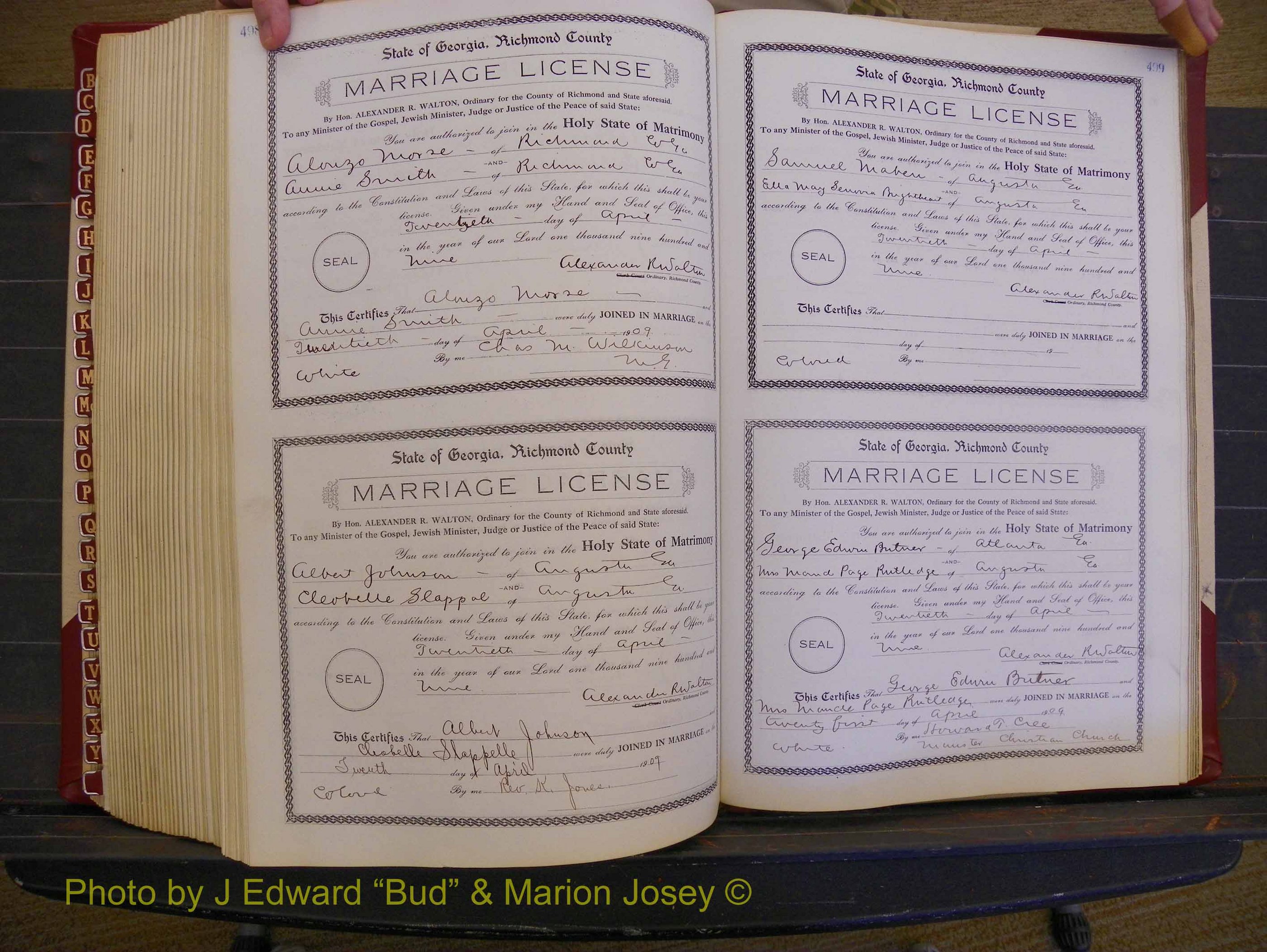Richmond Marriages, Book EE, 1907-1909 P 498-499.JPG
