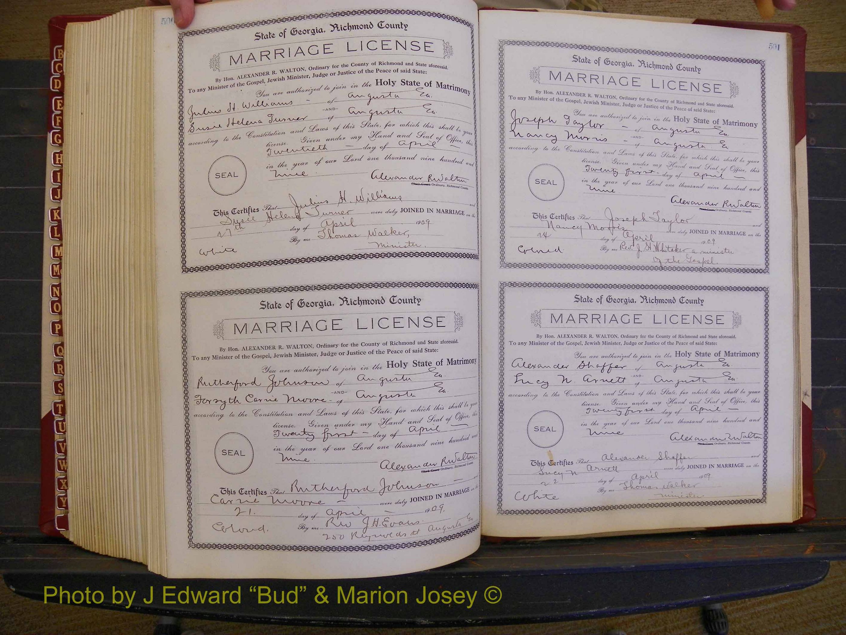 Richmond Marriages, Book EE, 1907-1909 P 500-501.JPG