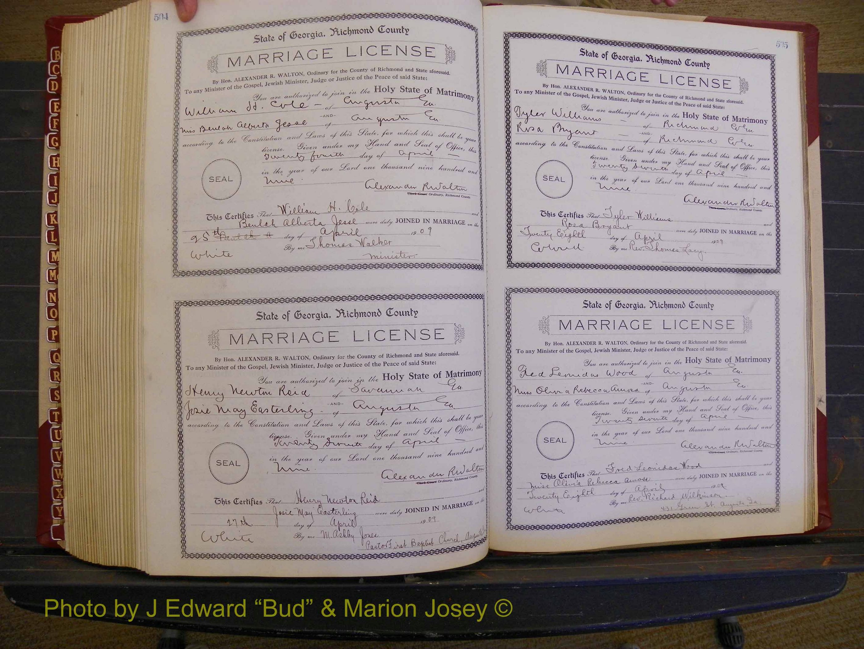 Richmond Marriages, Book EE, 1907-1909 P 504-505.JPG