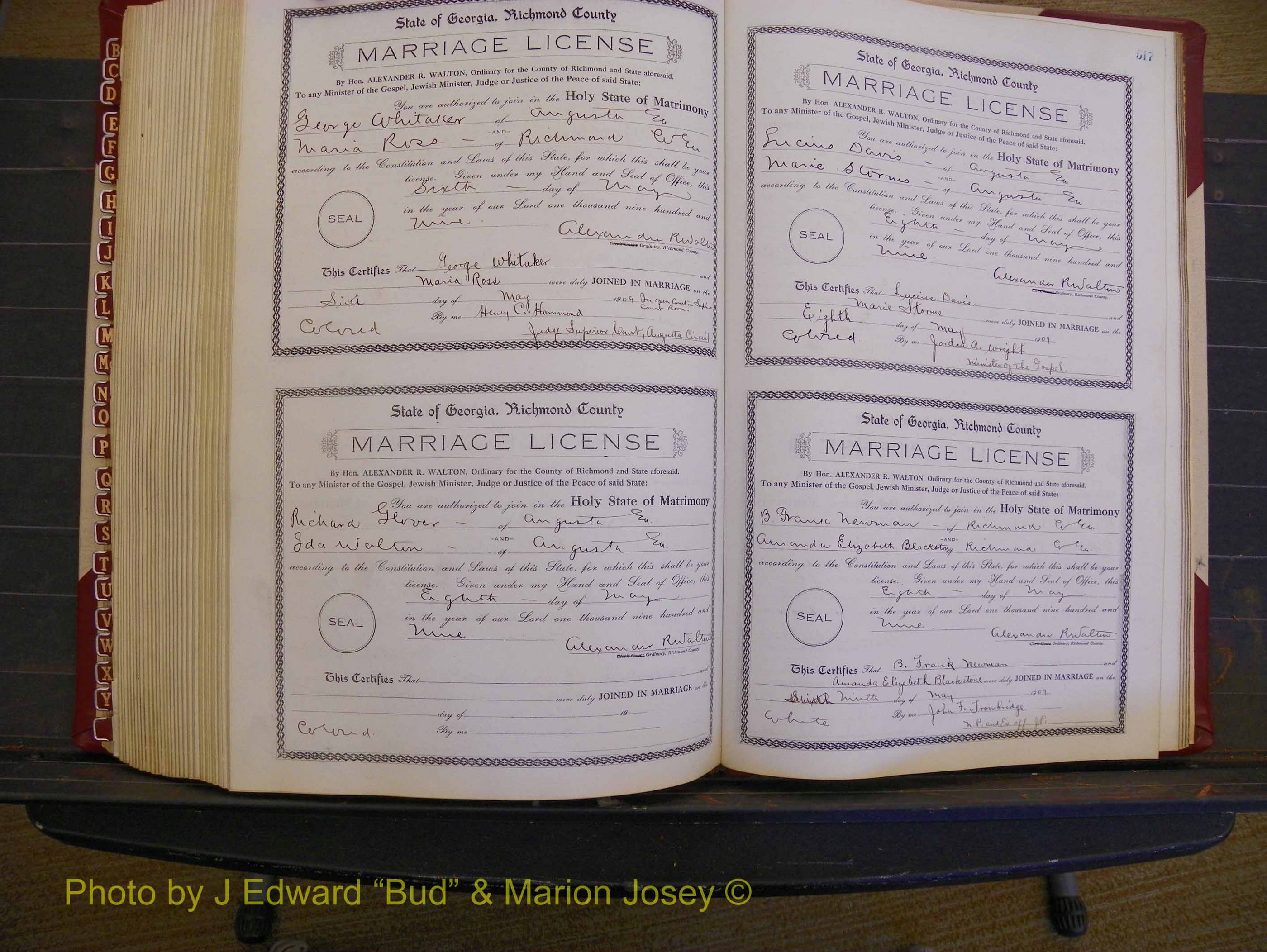 Richmond Marriages, Book EE, 1907-1909 P 516-517.JPG