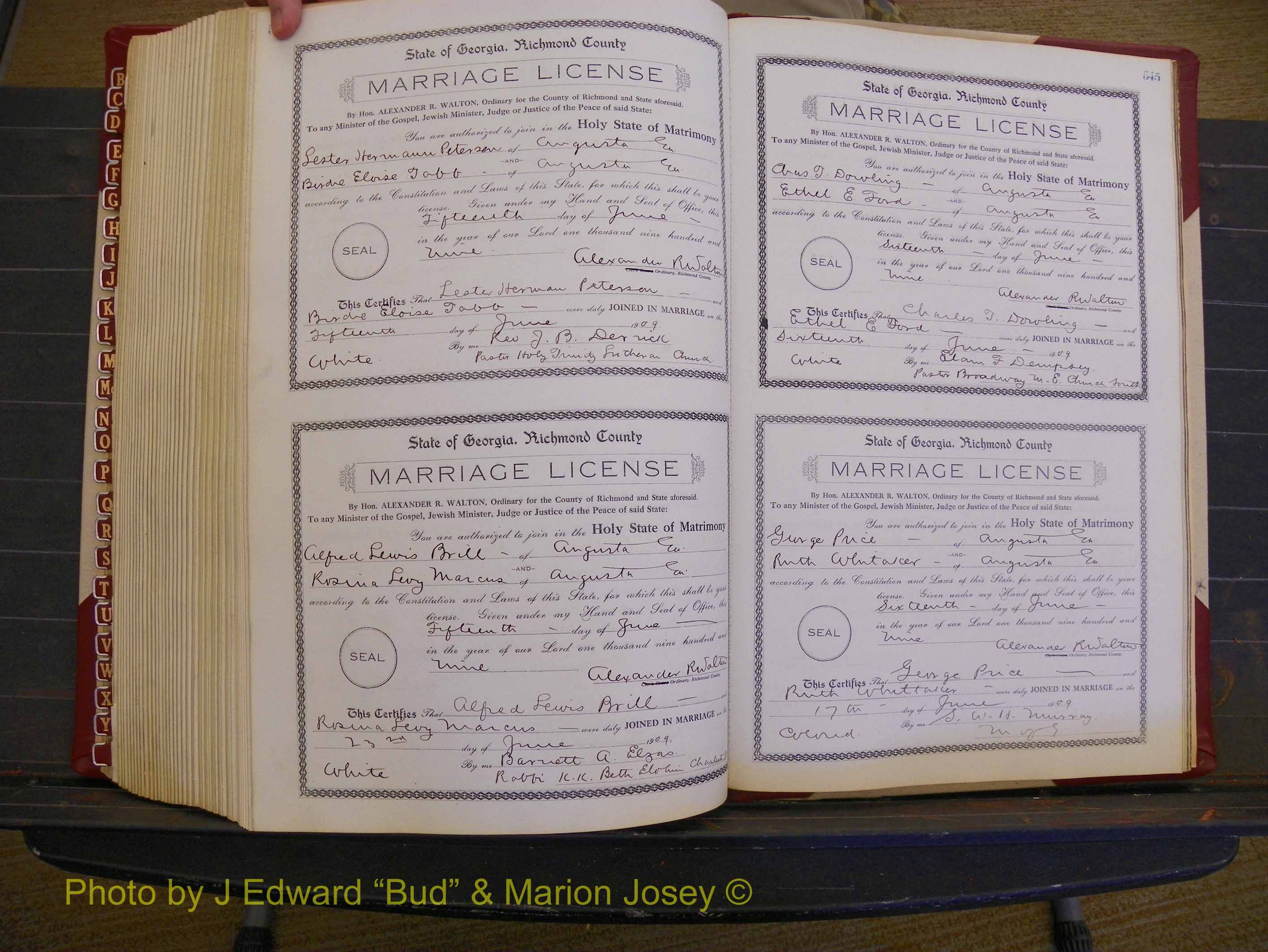 Richmond Marriages, Book EE, 1907-1909 P 544-545.JPG