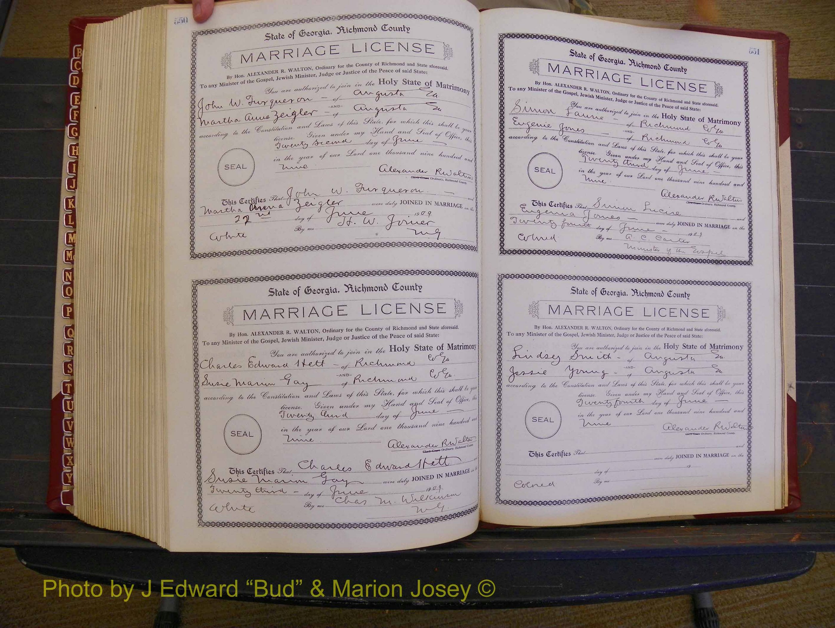 Richmond Marriages, Book EE, 1907-1909 P 550-551.JPG