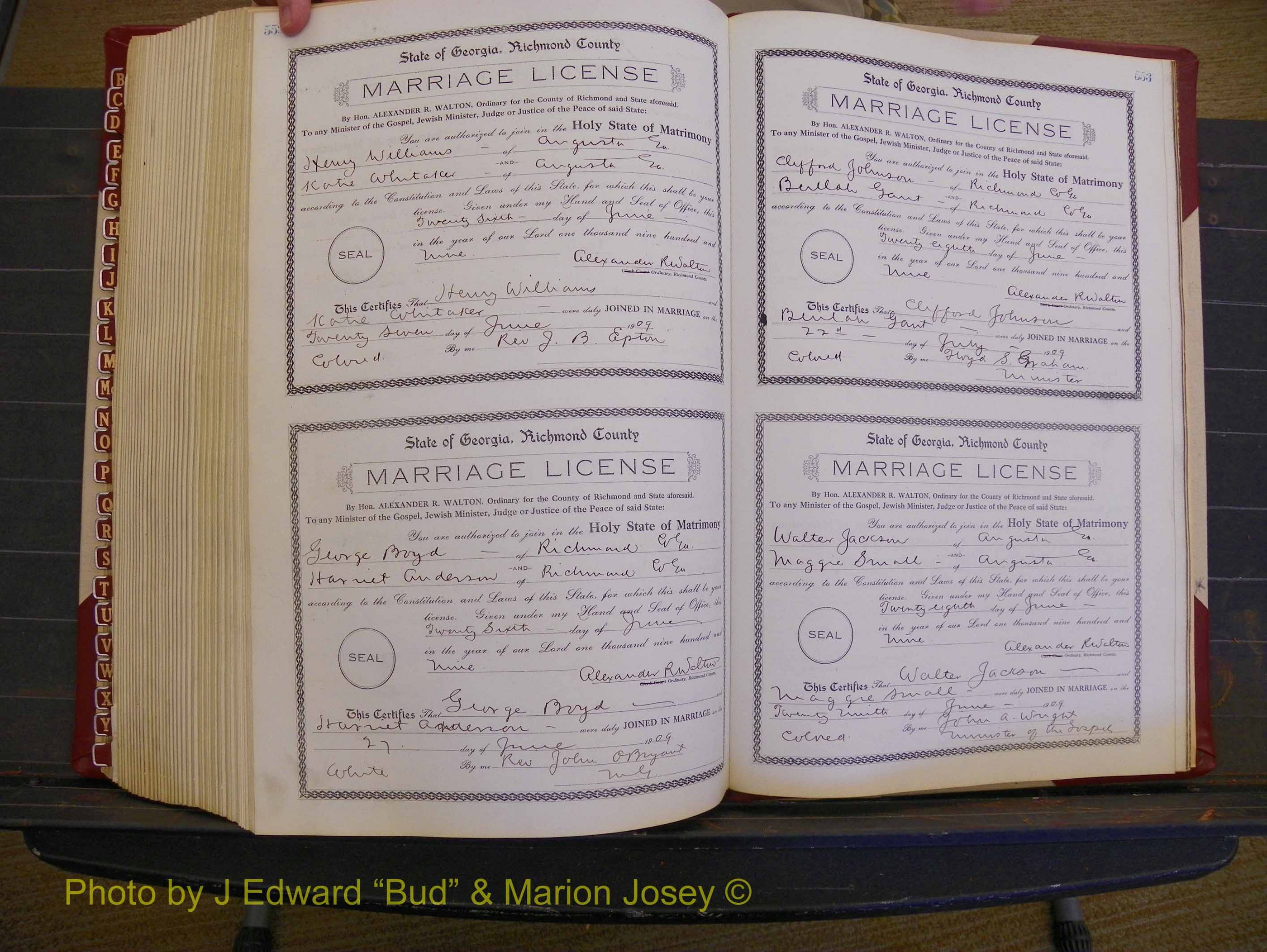 Richmond Marriages, Book EE, 1907-1909 P 552-553.JPG