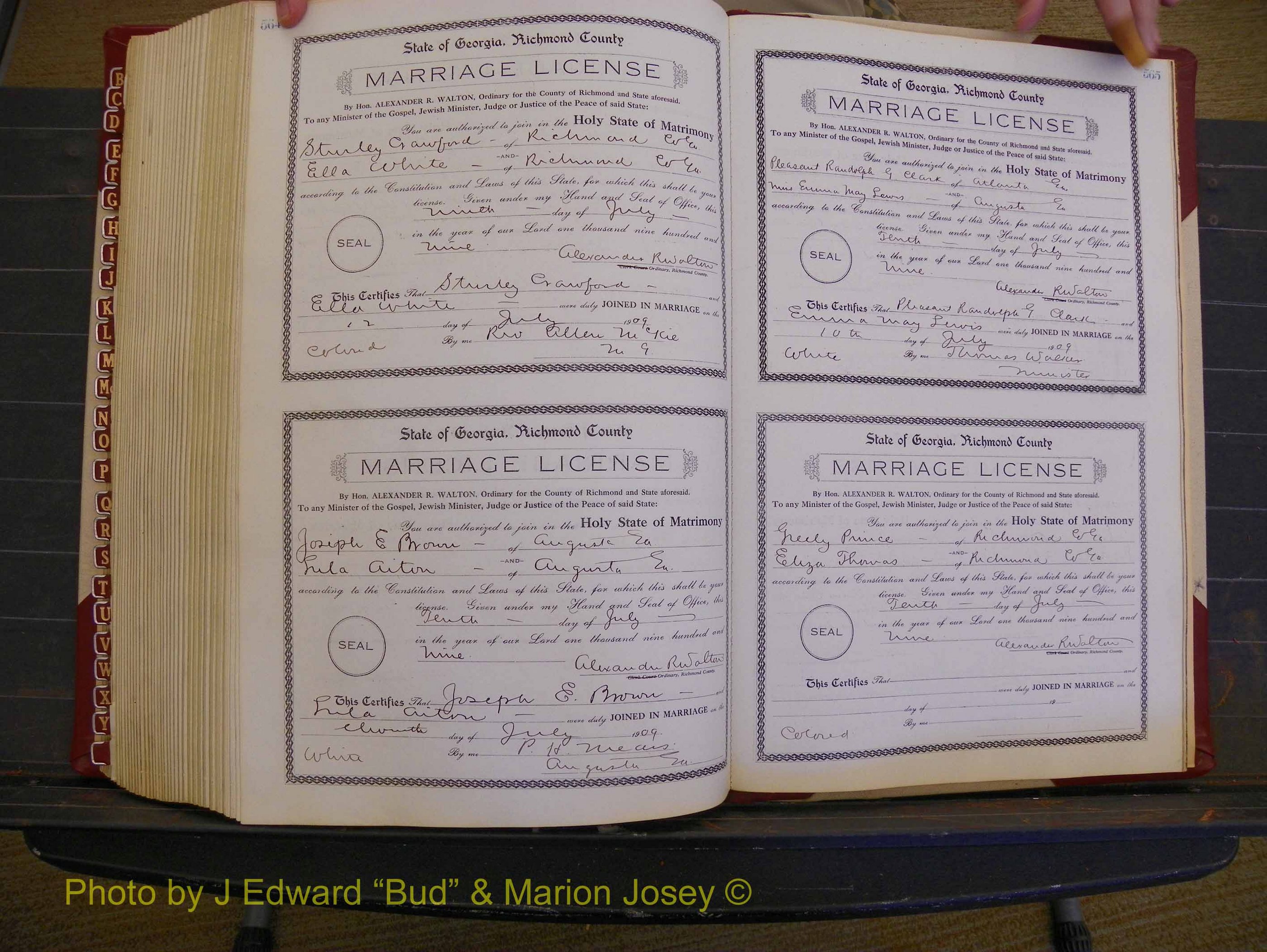 Richmond Marriages, Book EE, 1907-1909 P 564-565.JPG