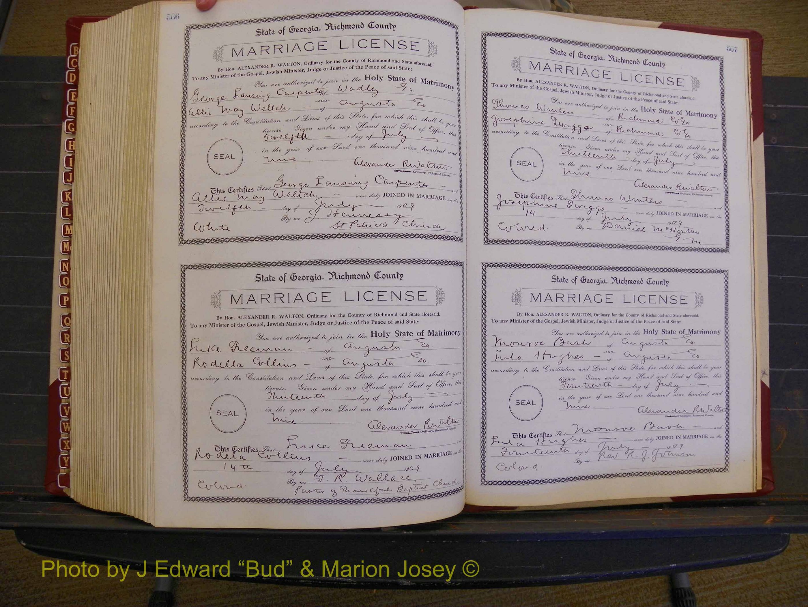Richmond Marriages, Book EE, 1907-1909 P 566-567.JPG