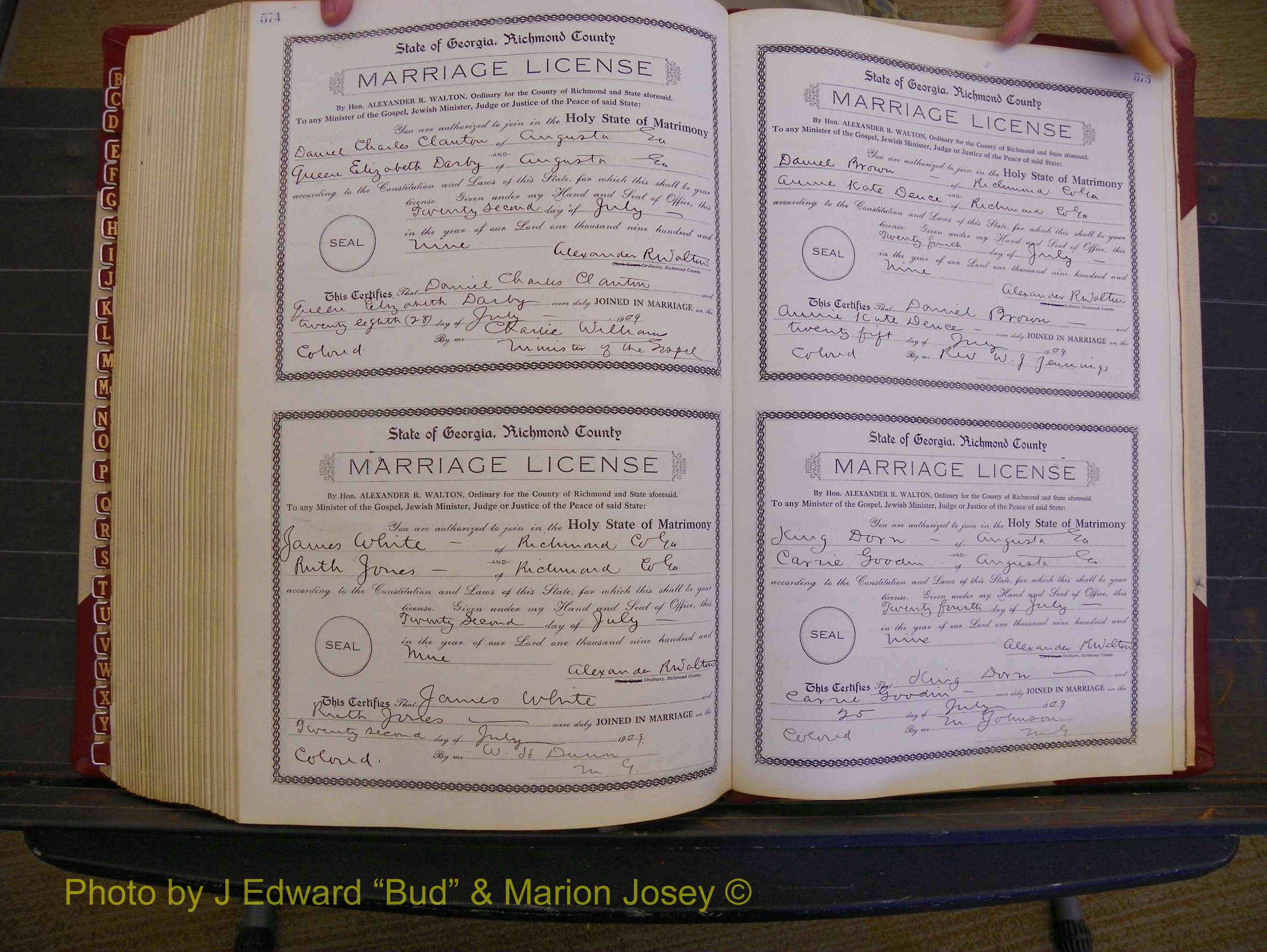Richmond Marriages, Book EE, 1907-1909 P 574-575.JPG