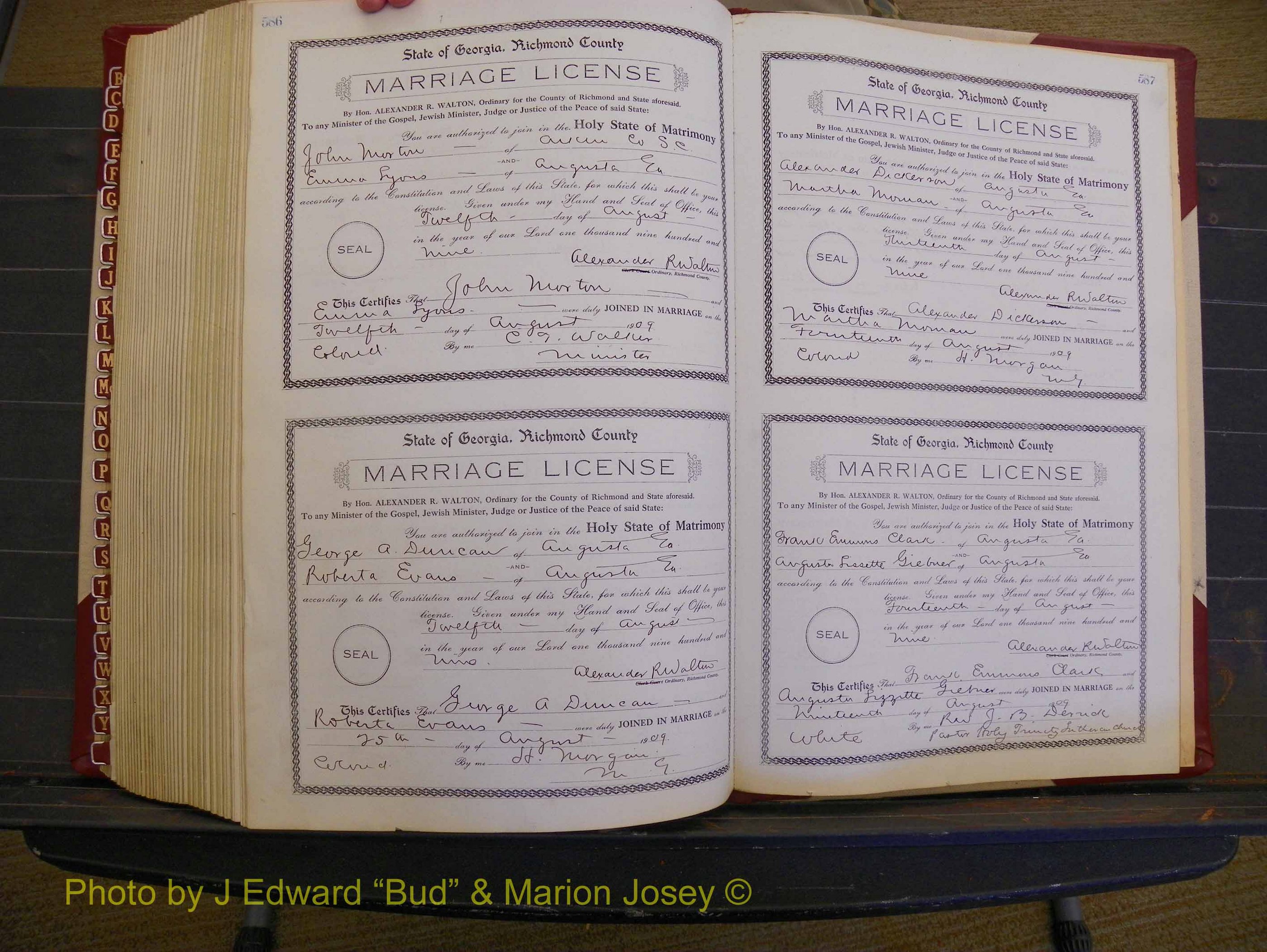 Richmond Marriages, Book EE, 1907-1909 P 586-587.JPG