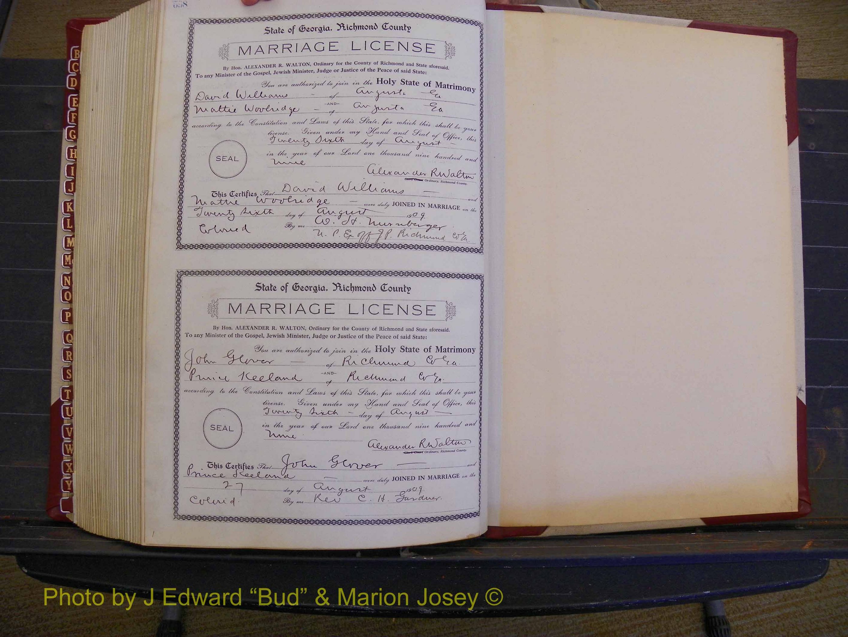 Richmond Marriages, Book EE, 1907-1909 P 598.JPG