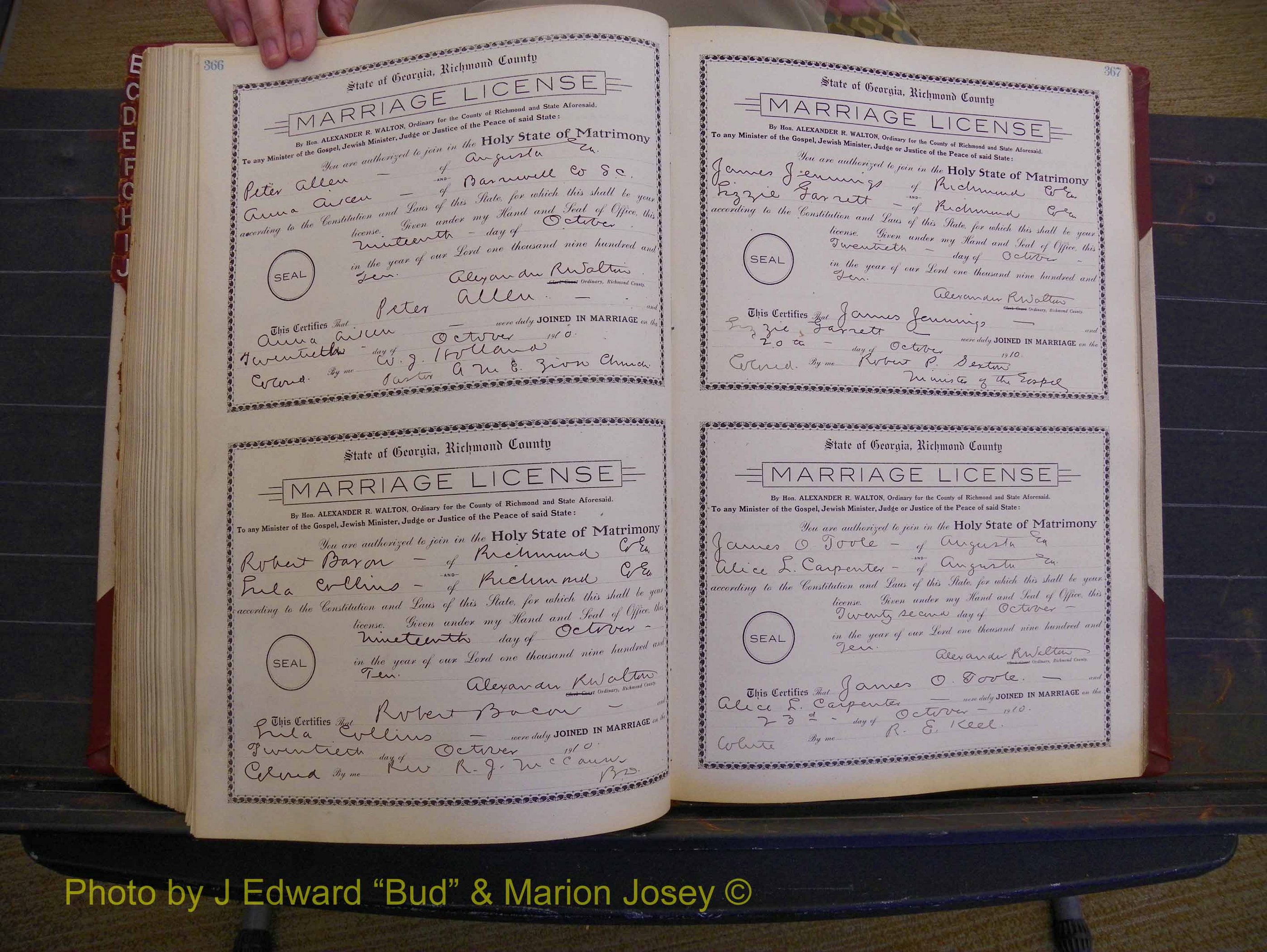 Richmond Marriages, Book FF, 1909-1911 P 366-367.JPG