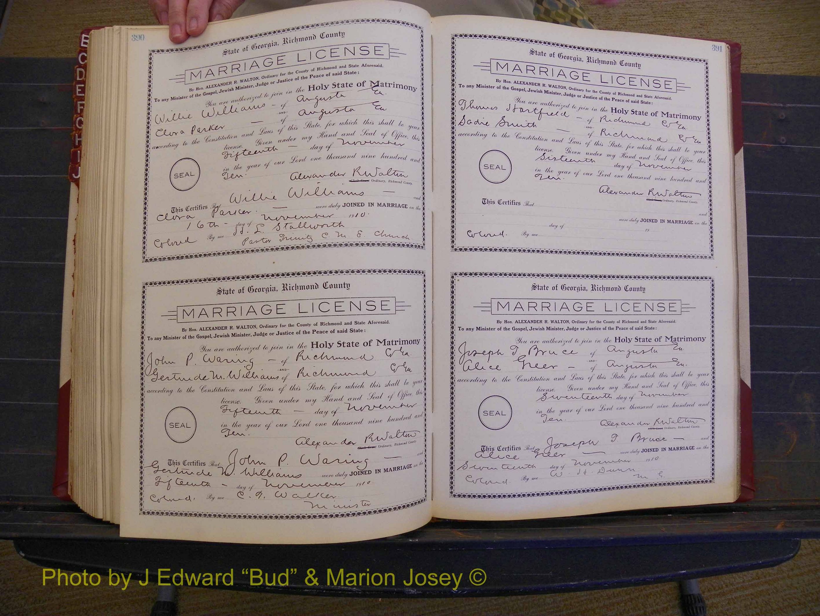 Richmond Marriages, Book FF, 1909-1911 P 390-391.JPG