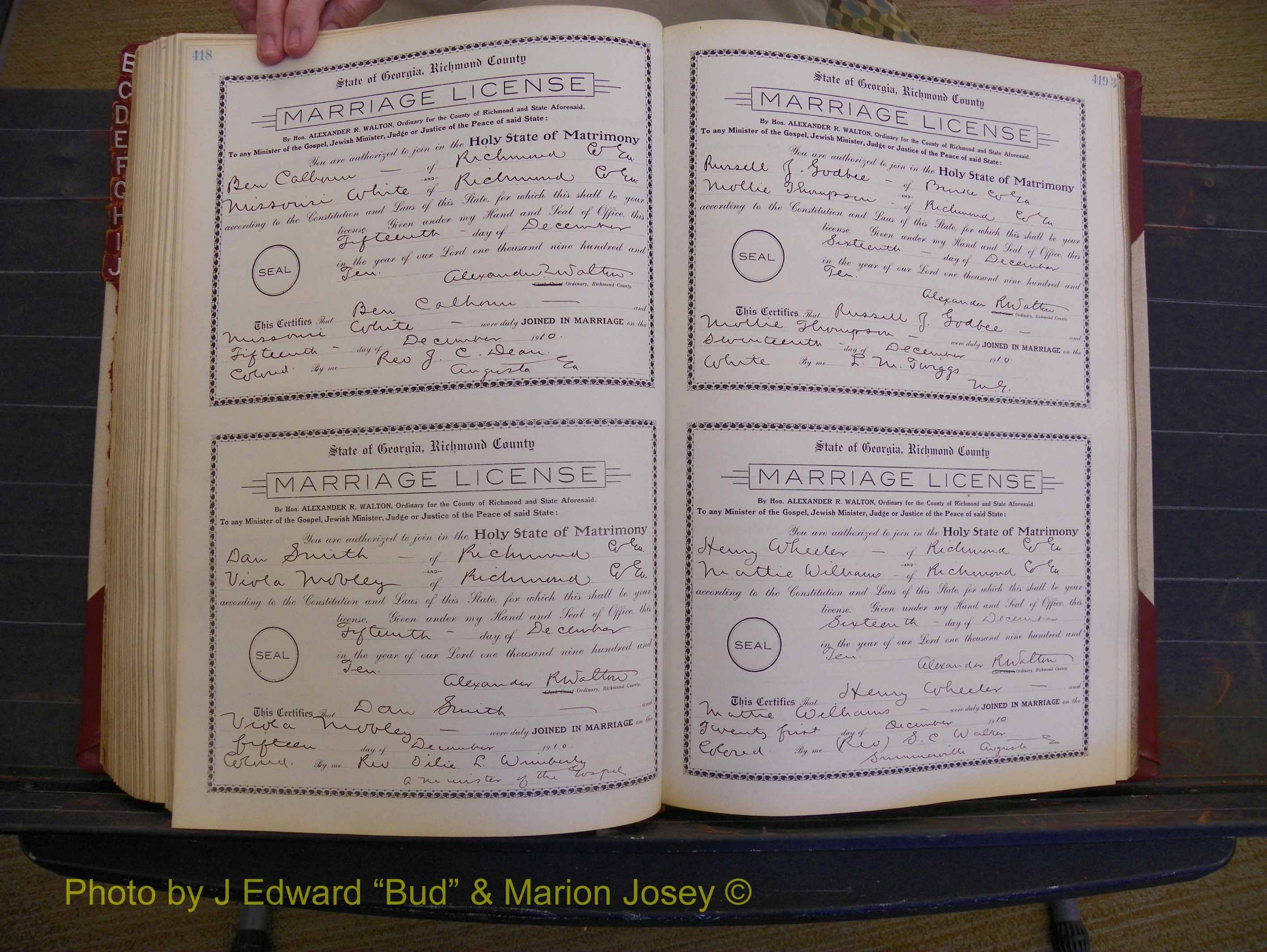 Richmond Marriages, Book FF, 1909-1911 P 418-419.JPG