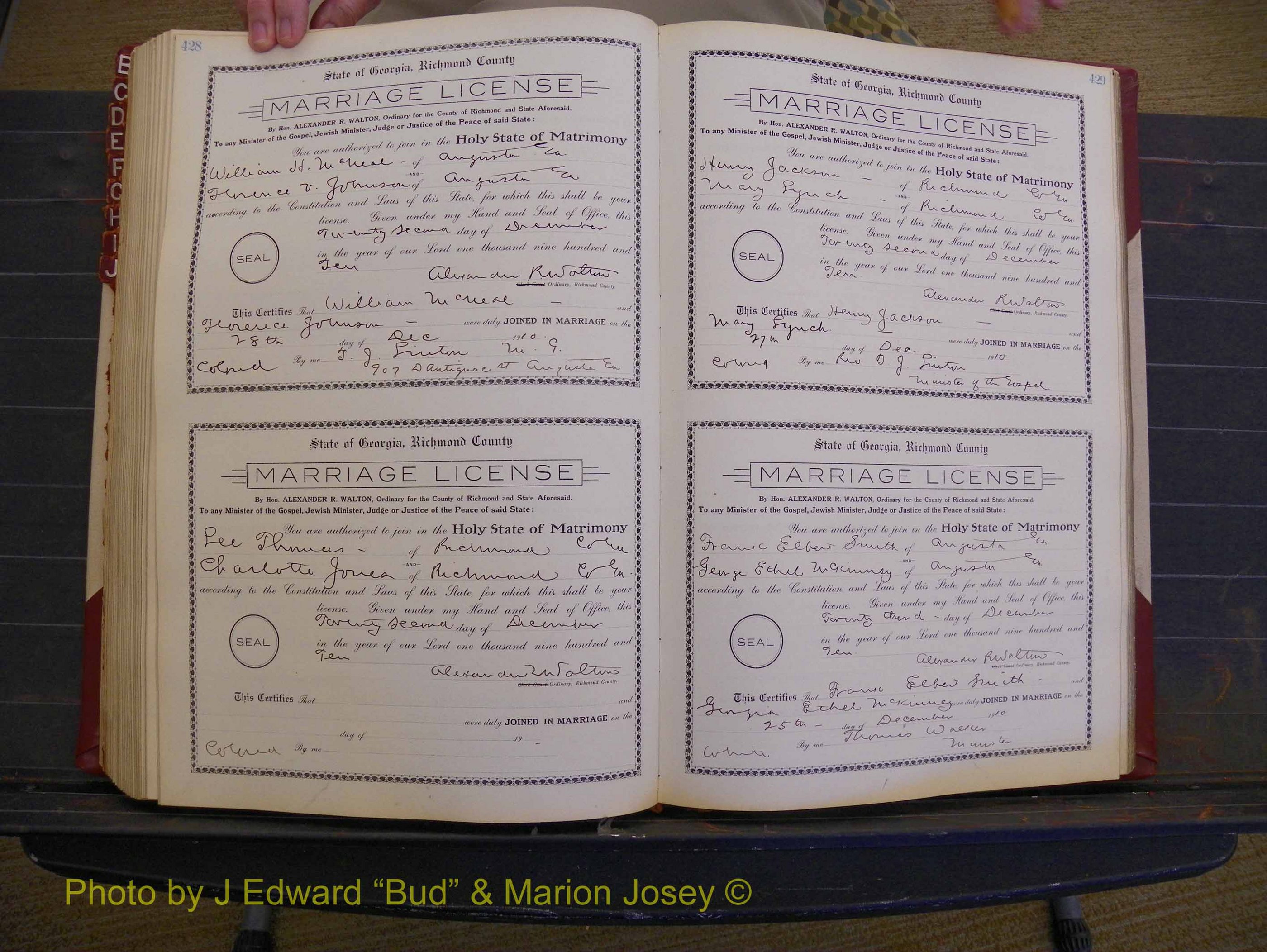 Richmond Marriages, Book FF, 1909-1911 P 428-429.JPG