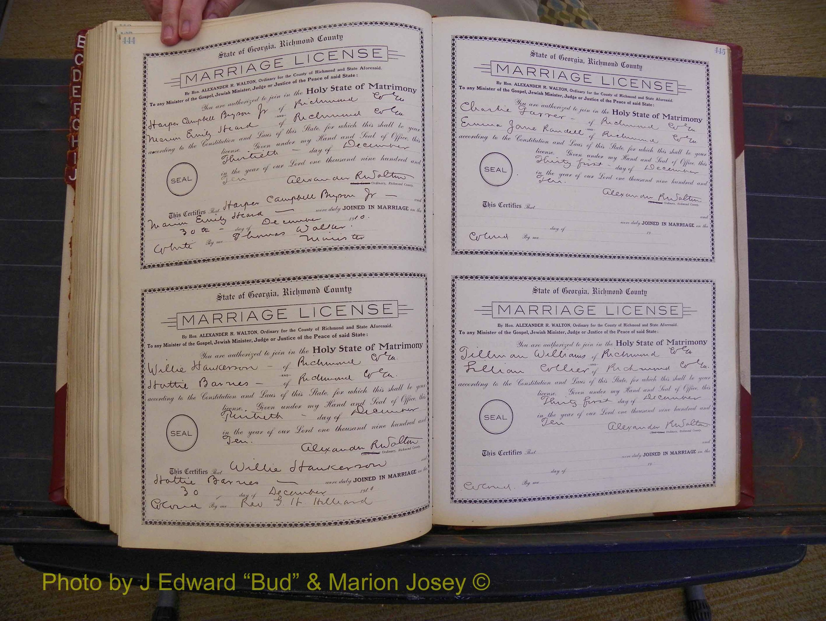 Richmond Marriages, Book FF, 1909-1911 P 444-445.JPG