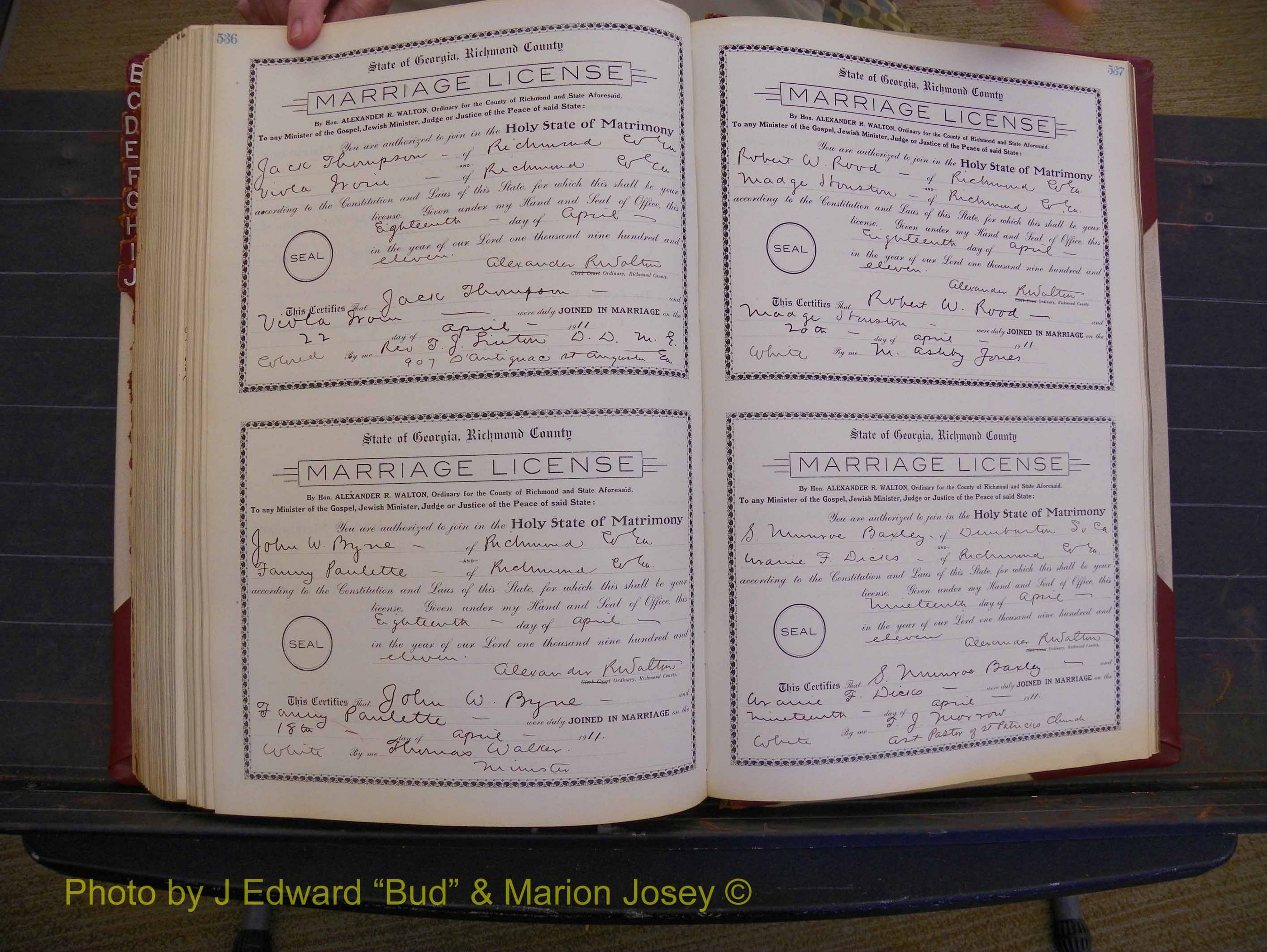 Richmond Marriages, Book FF, 1909-1911 P 536-537.JPG