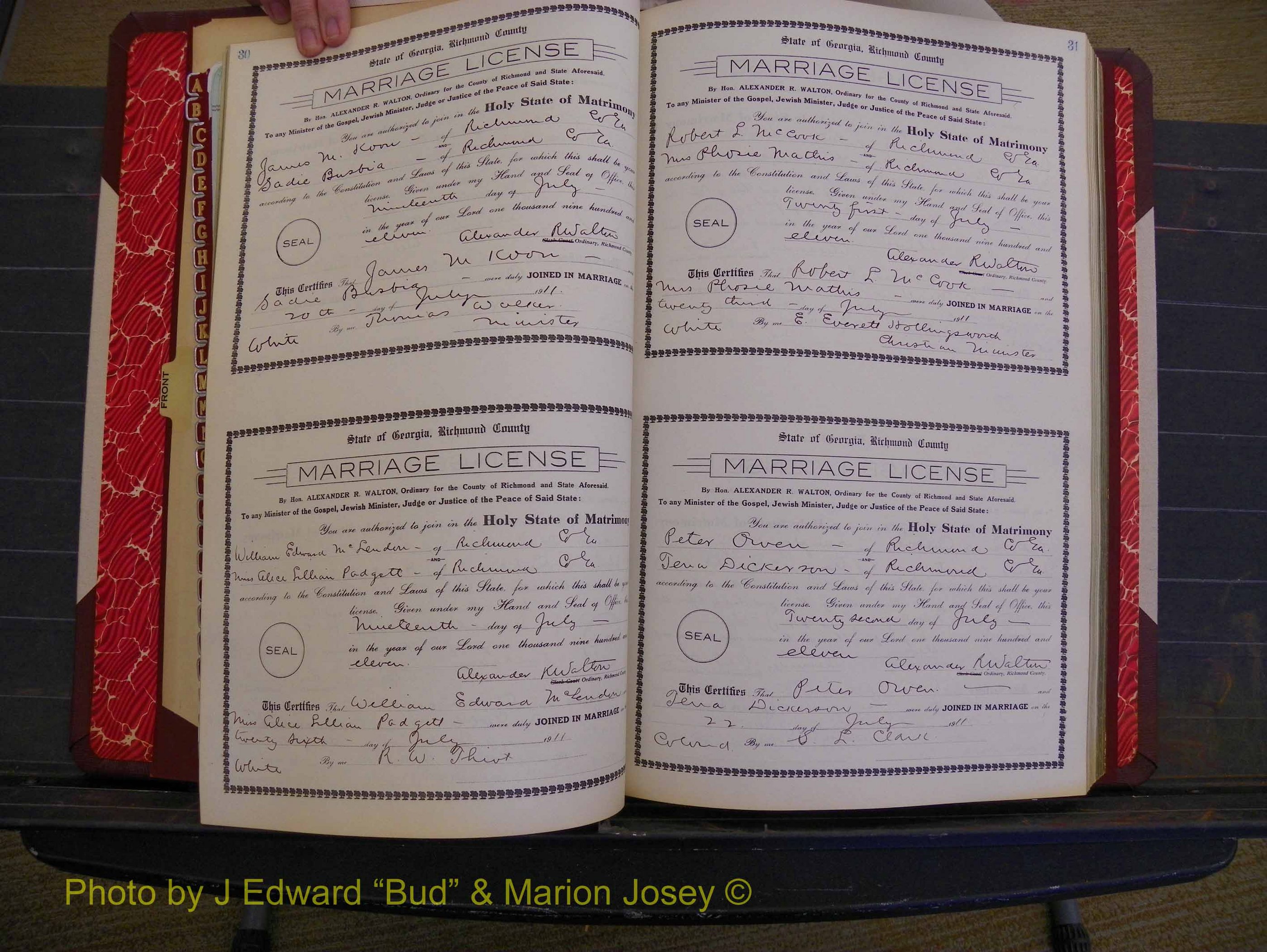 Richmond Marriages, Book GG, 1911-1912 P 030-031.JPG