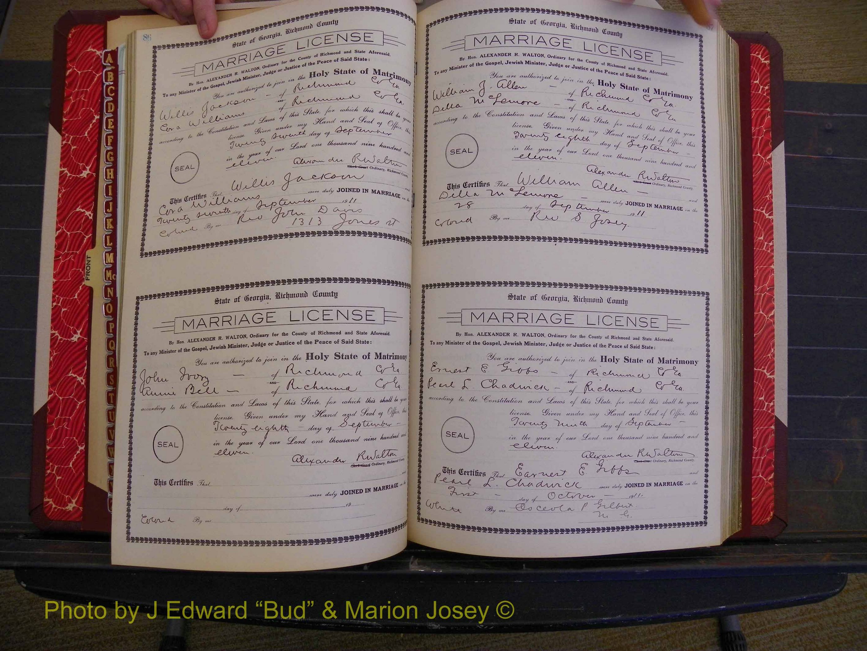 Richmond Marriages, Book GG, 1911-1912 P 086-087.JPG