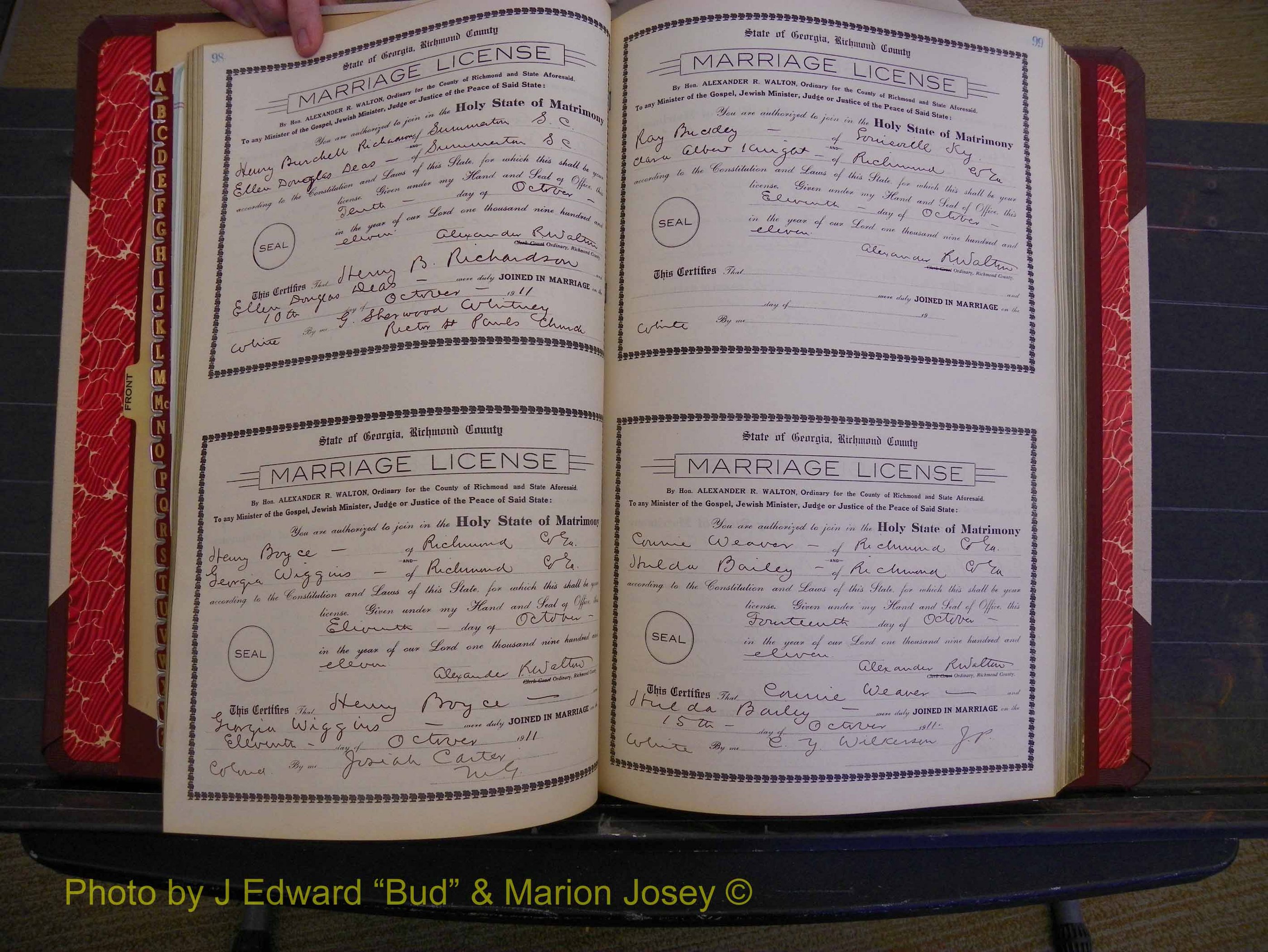 Richmond Marriages, Book GG, 1911-1912 P 098-099.JPG
