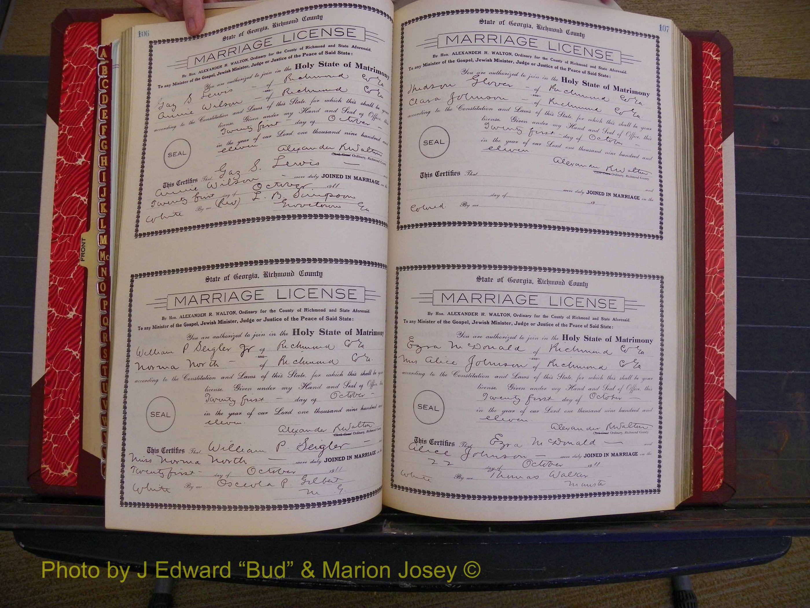 Richmond Marriages, Book GG, 1911-1912 P 106-107.JPG