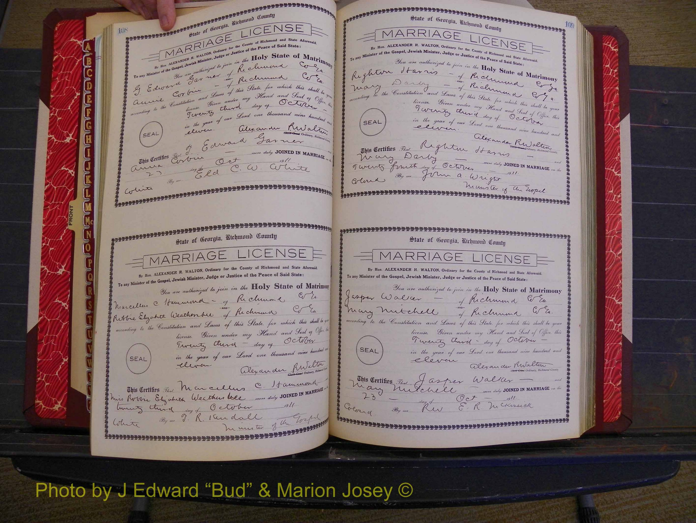 Richmond Marriages, Book GG, 1911-1912 P 108-109.JPG
