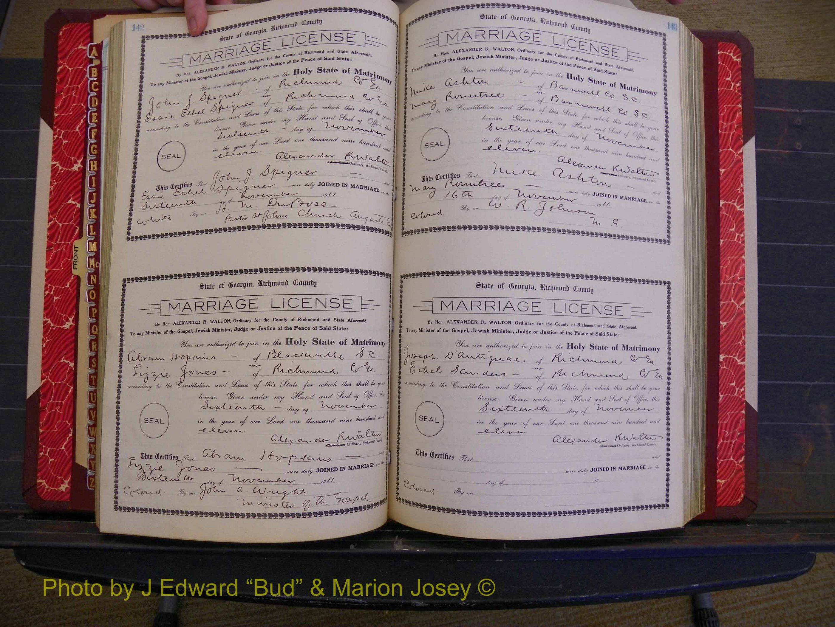 Richmond Marriages, Book GG, 1911-1912 P 142-143.JPG