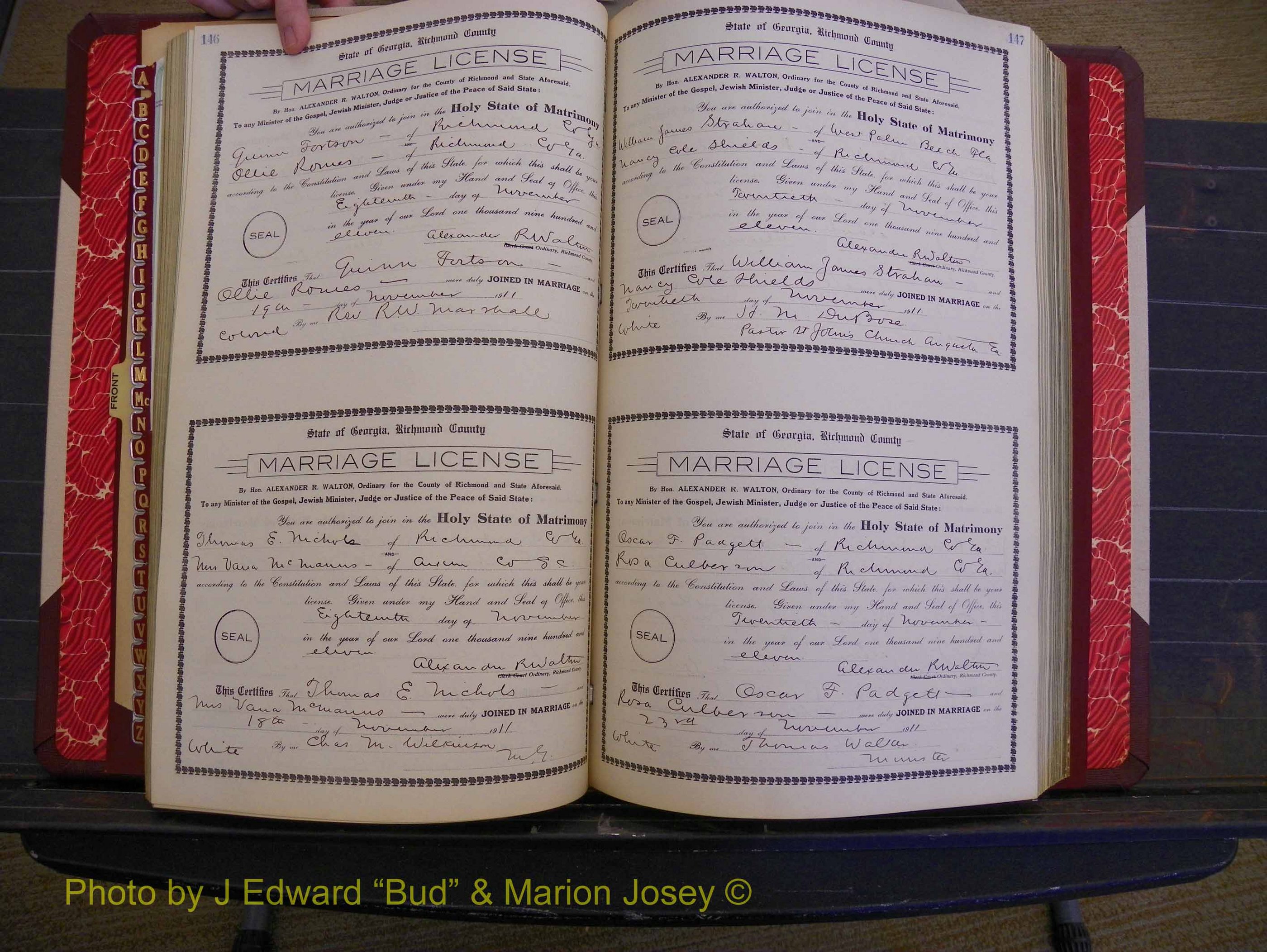 Richmond Marriages, Book GG, 1911-1912 P 146-147.JPG
