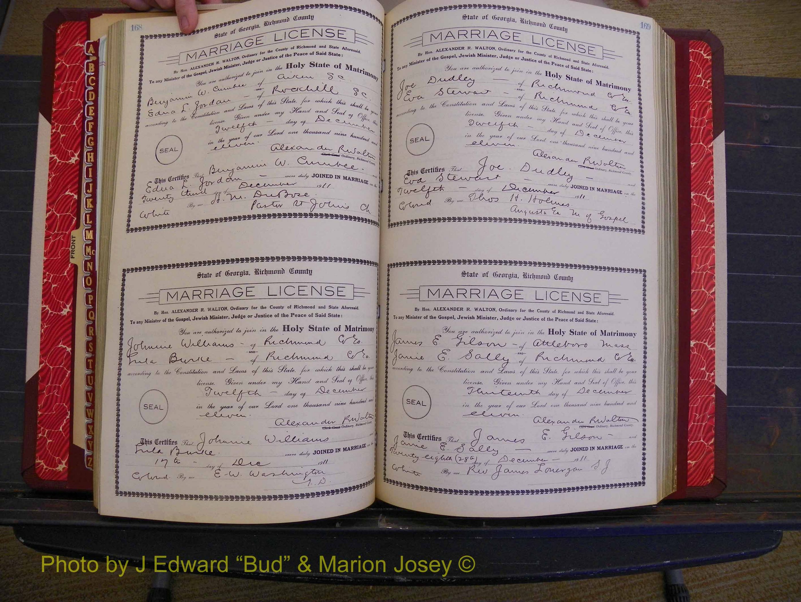 Richmond Marriages, Book GG, 1911-1912 P 168-169.JPG