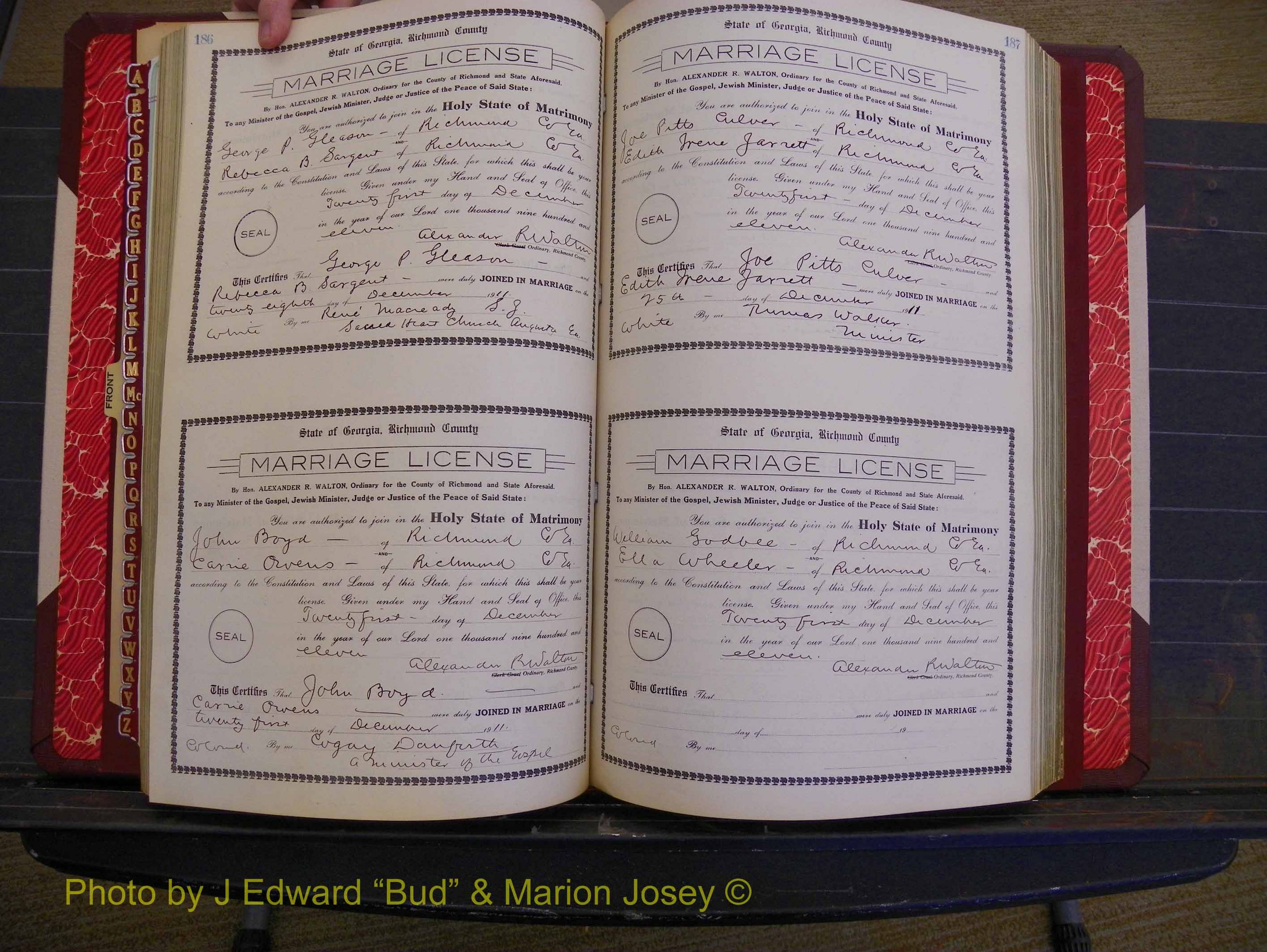 Richmond Marriages, Book GG, 1911-1912 P 186-187.JPG