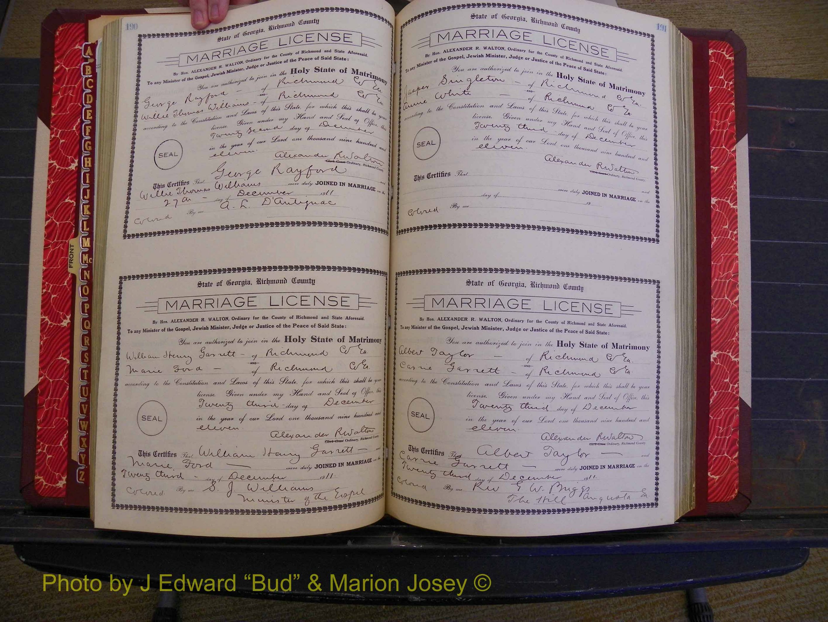 Richmond Marriages, Book GG, 1911-1912 P 190-191.JPG