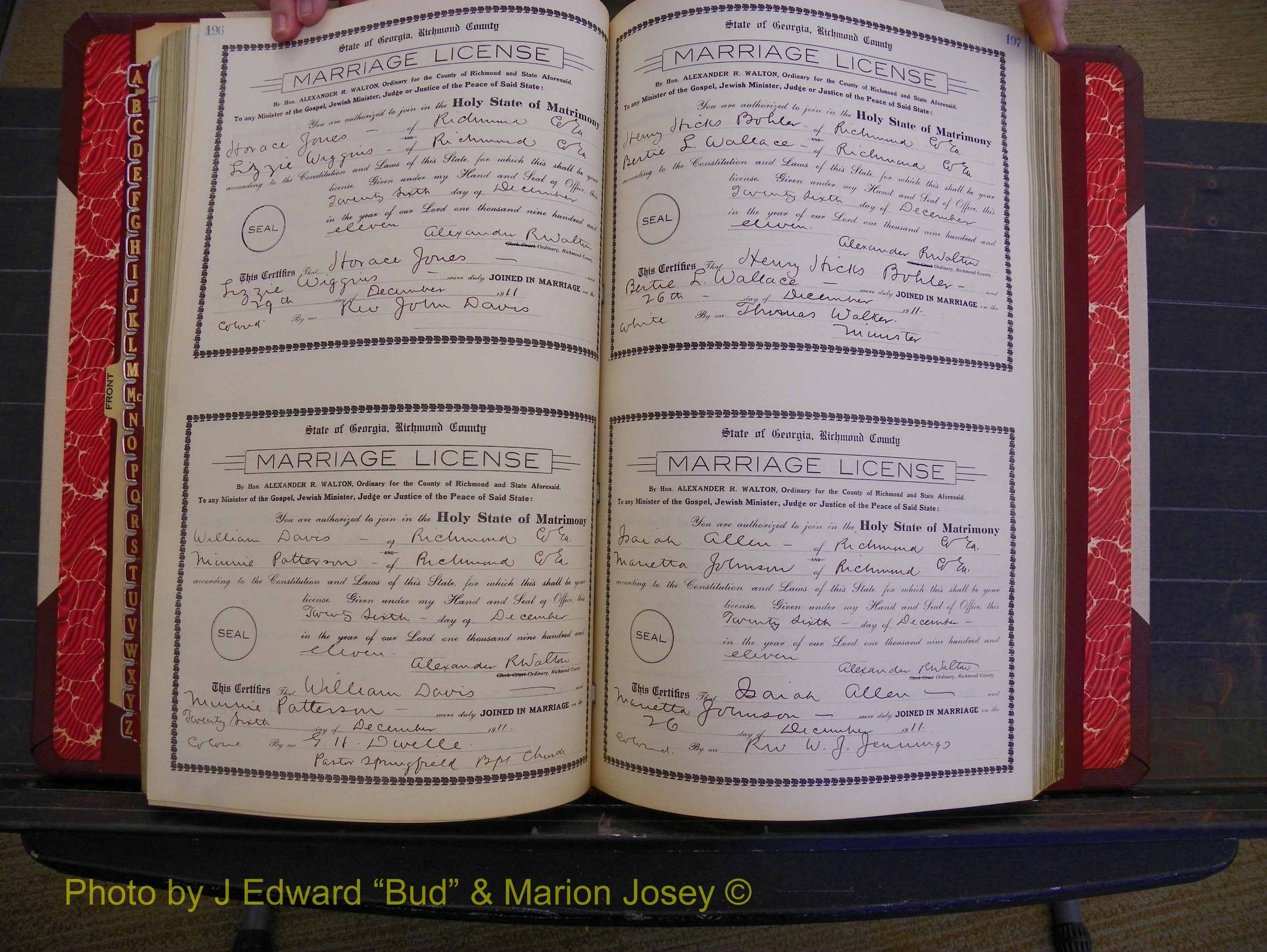 Richmond Marriages, Book GG, 1911-1912 P 196-197.JPG