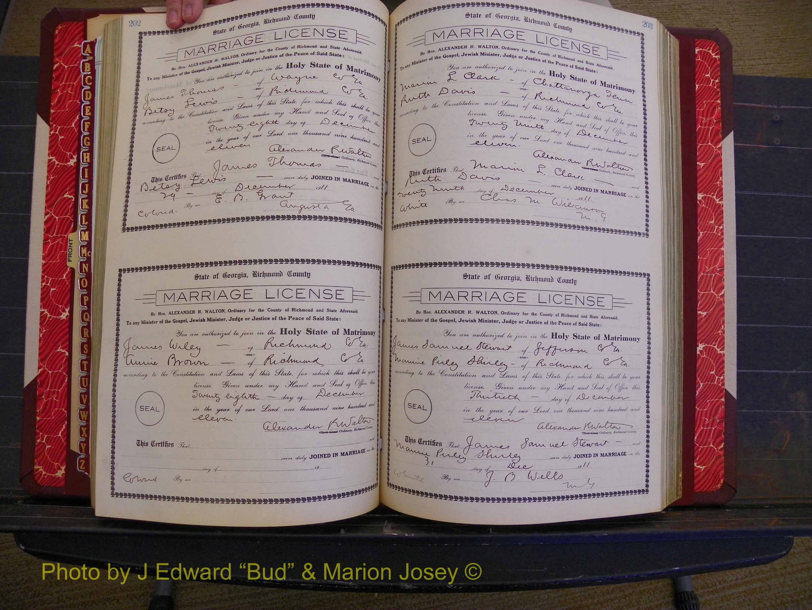 Richmond Marriages, Book GG, 1911-1912 P 202-203.JPG
