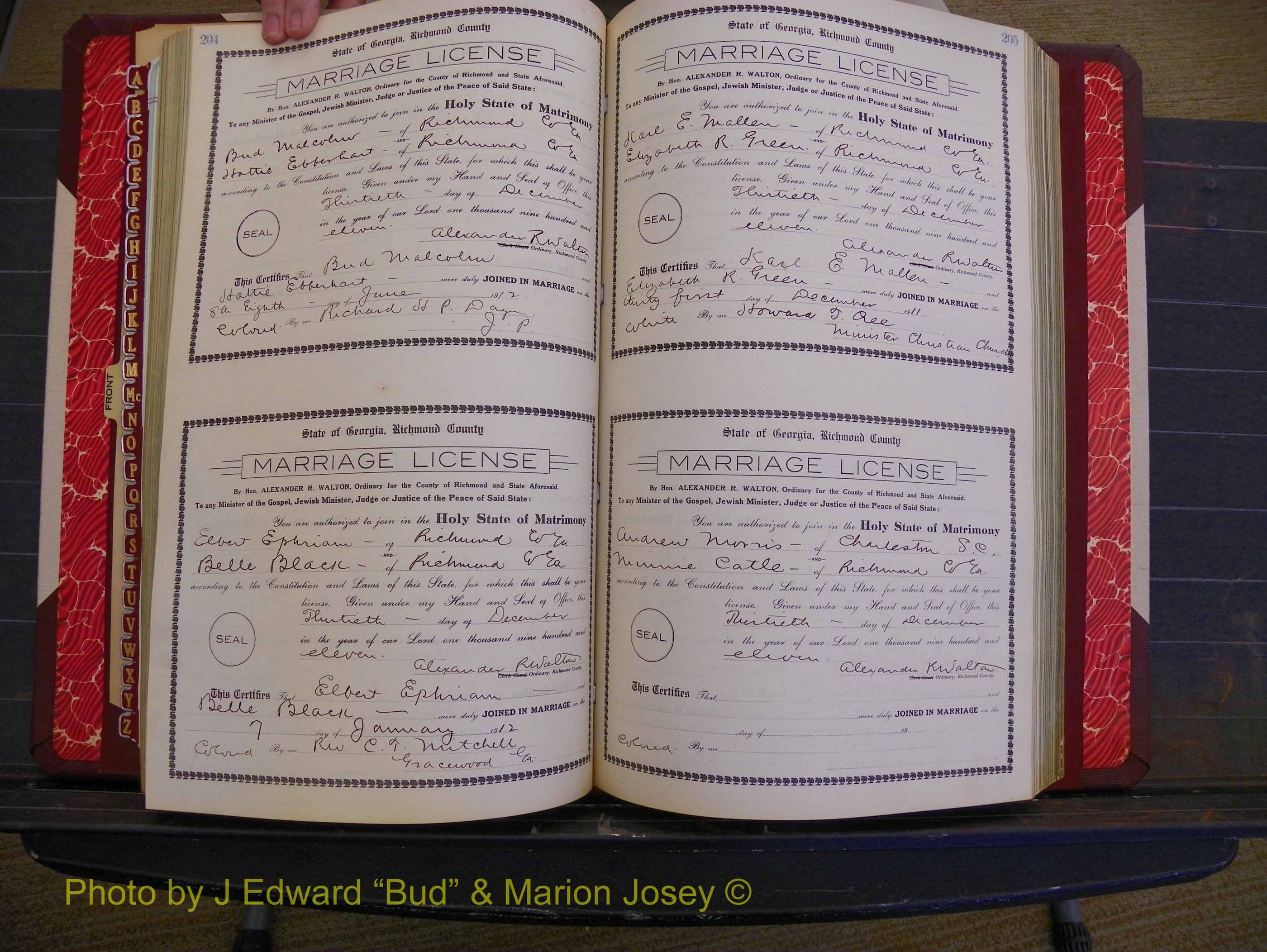 Richmond Marriages, Book GG, 1911-1912 P 204-205.JPG