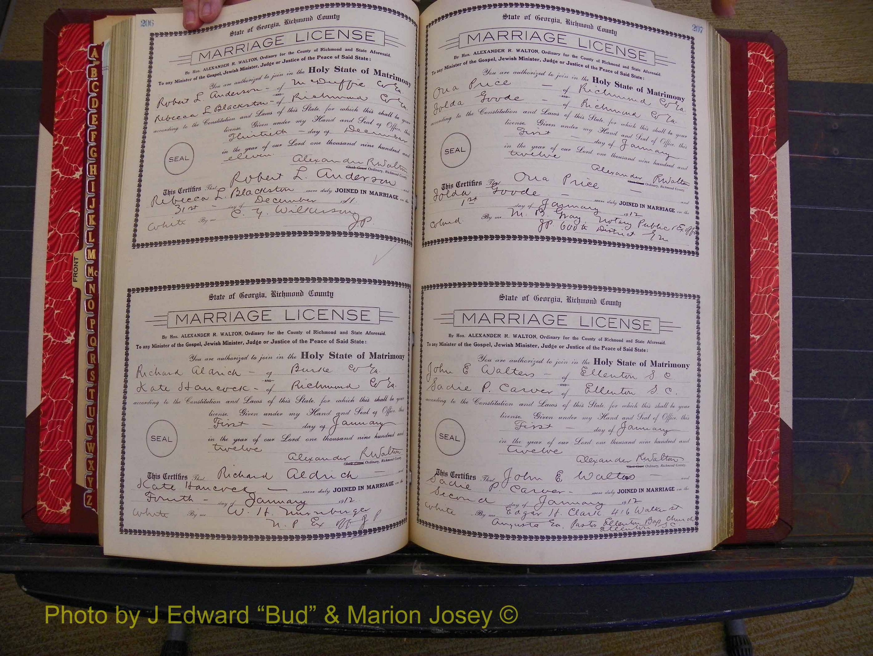 Richmond Marriages, Book GG, 1911-1912 P 206-207.JPG