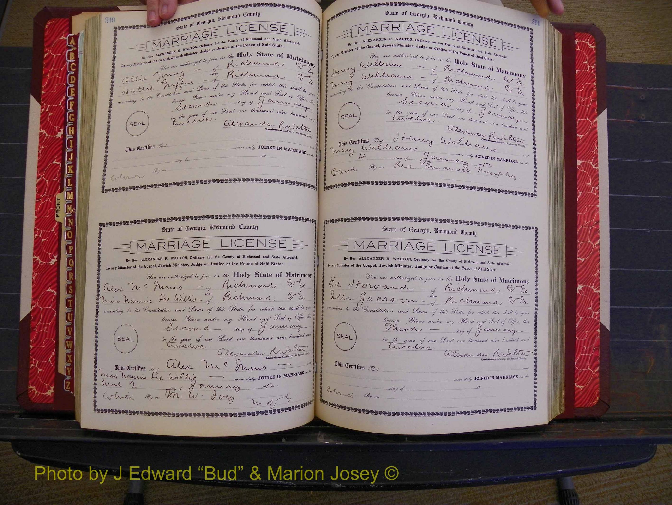 Richmond Marriages, Book GG, 1911-1912 P 210-211.JPG