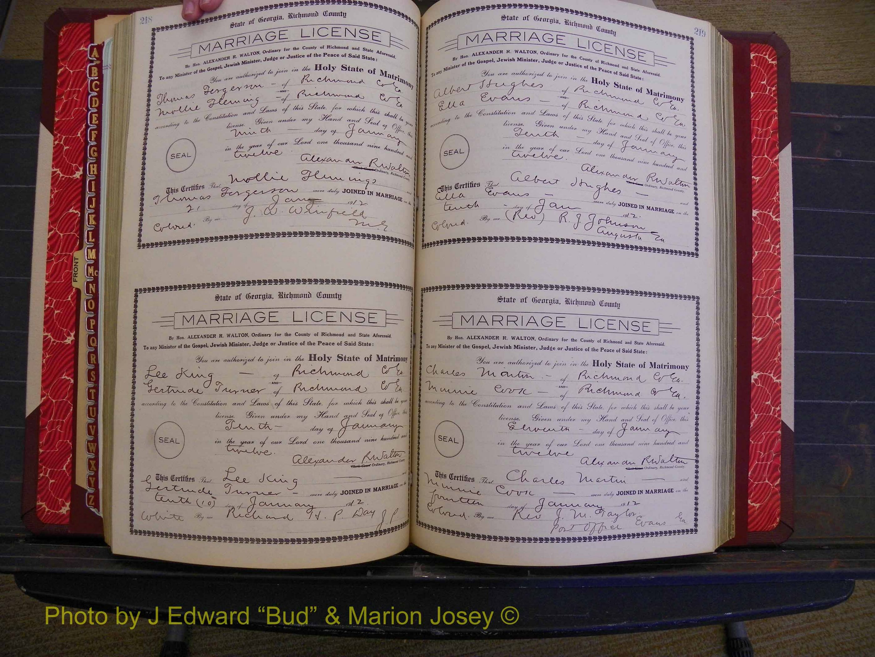 Richmond Marriages, Book GG, 1911-1912 P 218-219.JPG