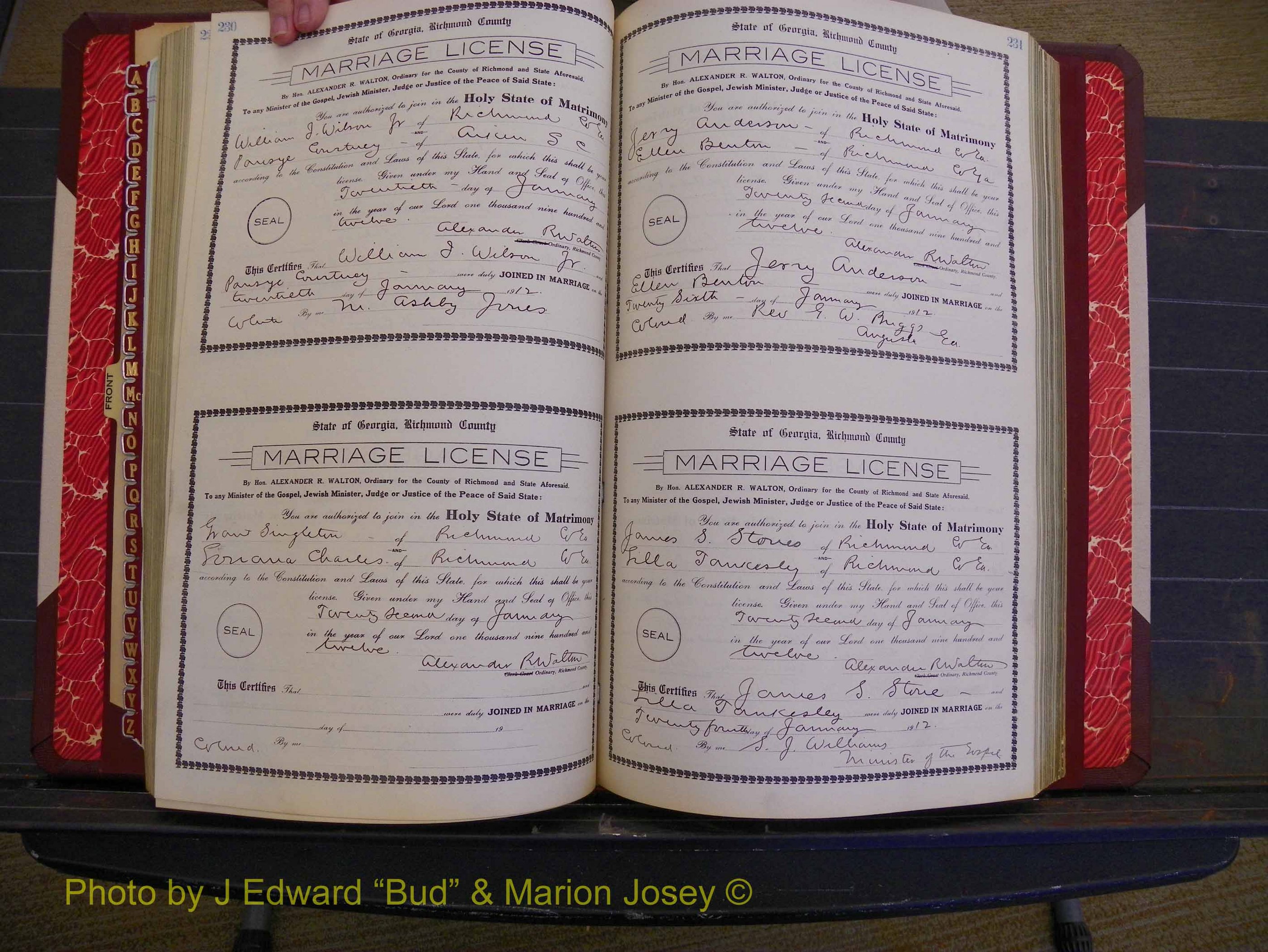 Richmond Marriages, Book GG, 1911-1912 P 230-231.JPG