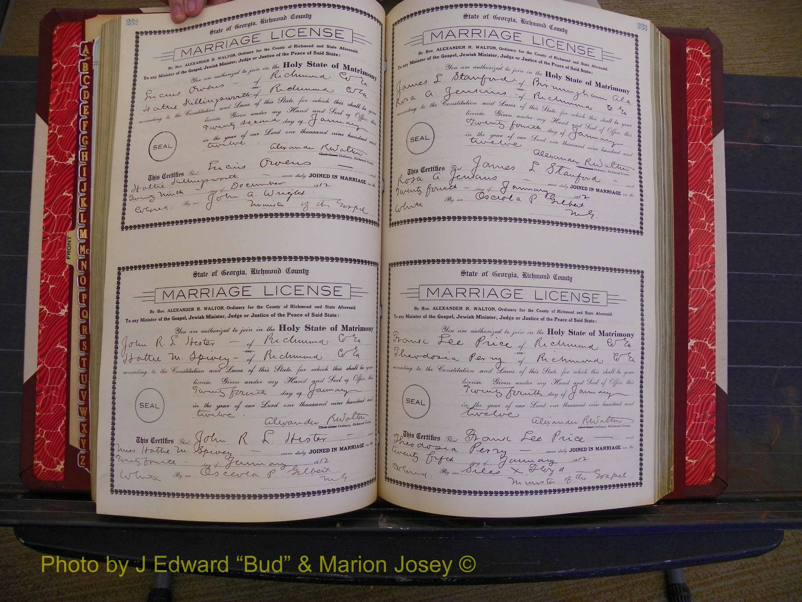 Richmond Marriages, Book GG, 1911-1912 P 232-233.JPG